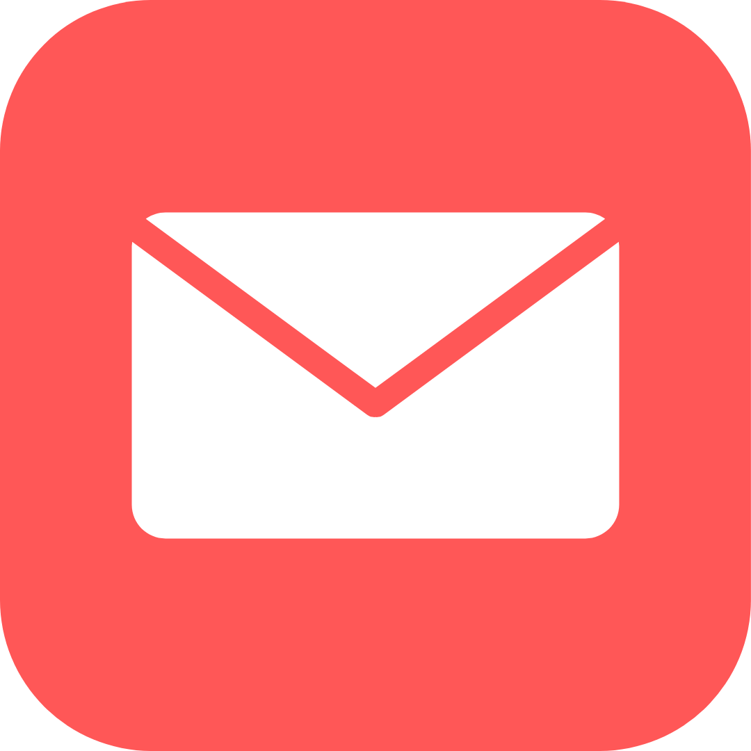 Simple red icons arranged horizontally showing communication and messaging symbols.