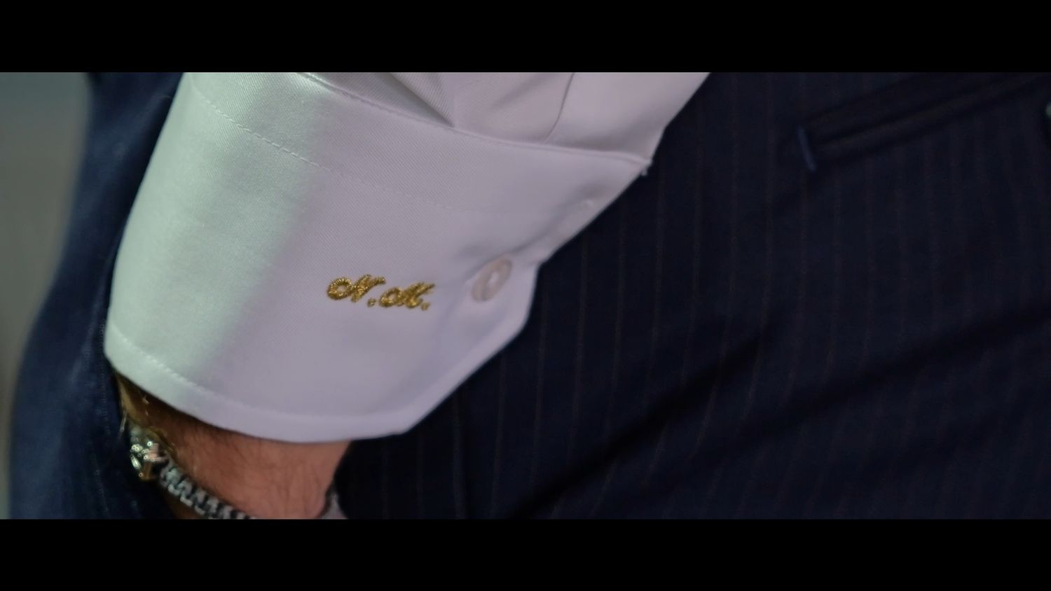 Close-up shot of couple during romantic wedding moment.