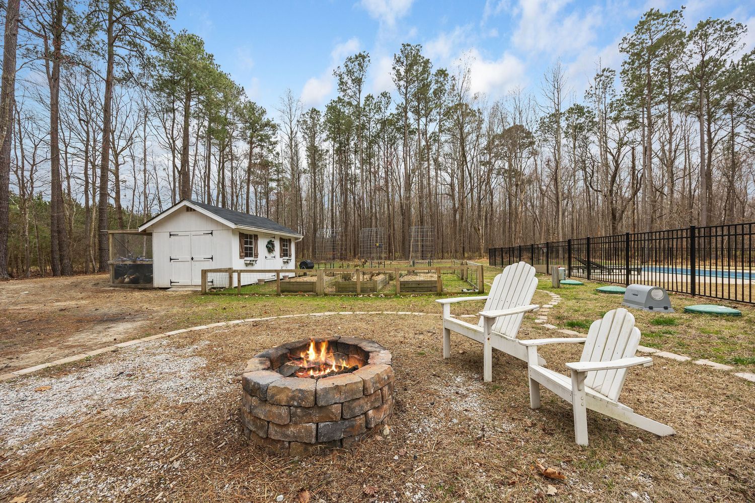 Backyard fire pit at a home in Virginia
