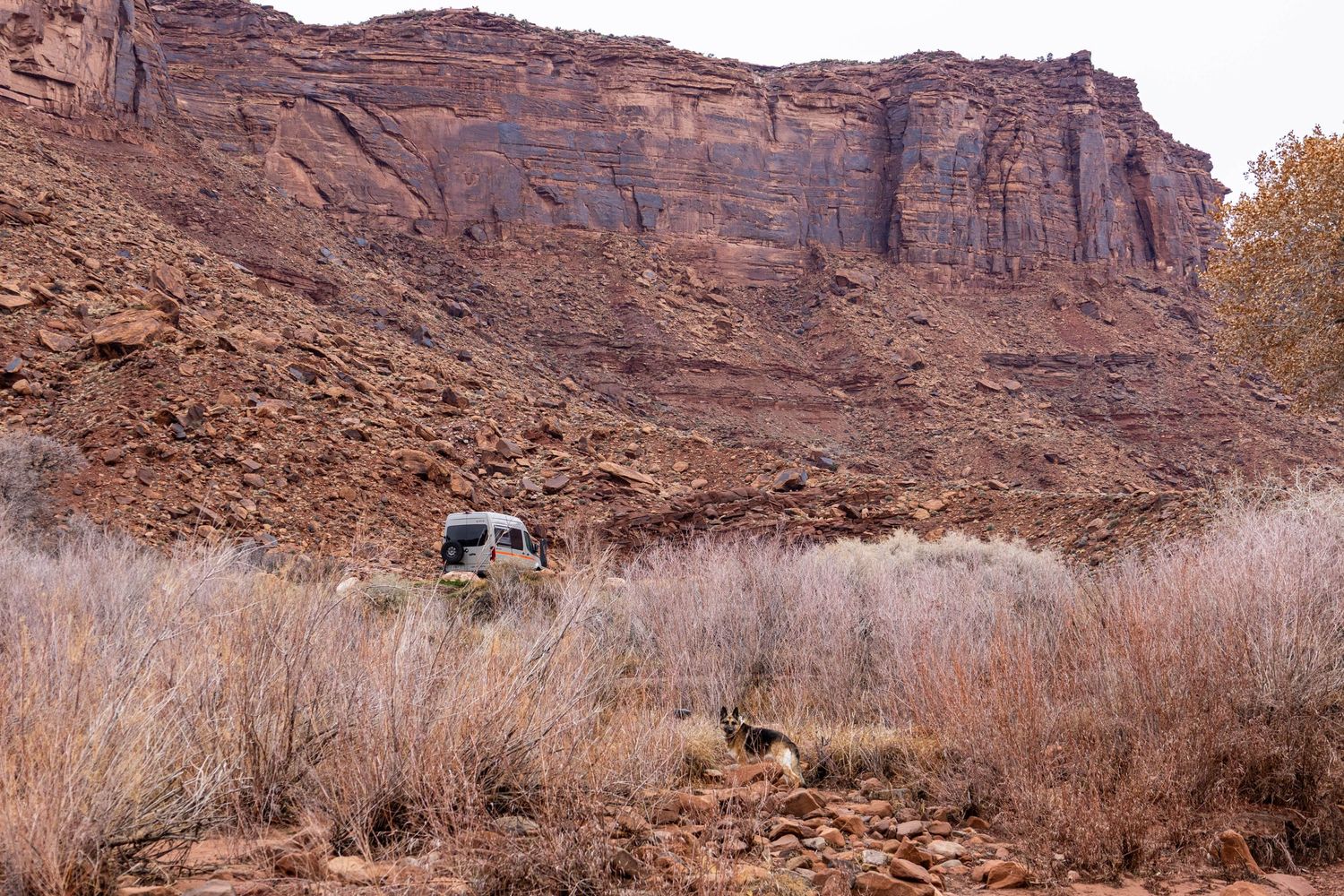 Van camping in Moab, Utah