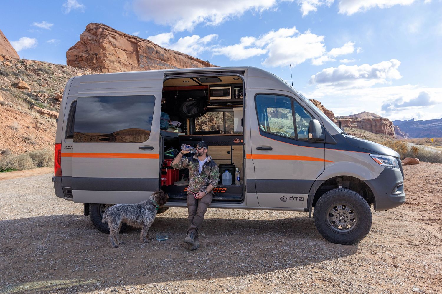 Van life in Moab, Utah with a dog