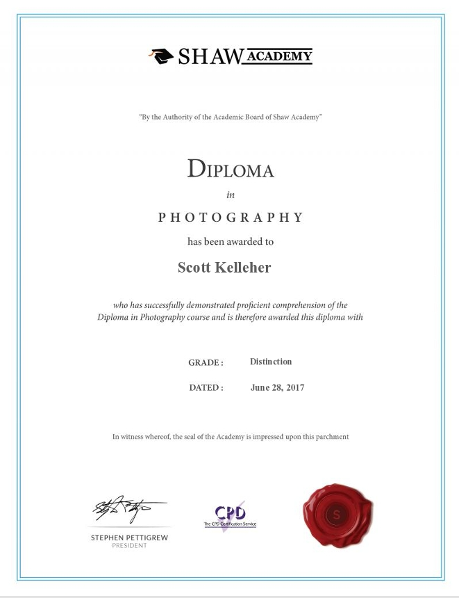 Kactus Skot's Diploma of Photography.