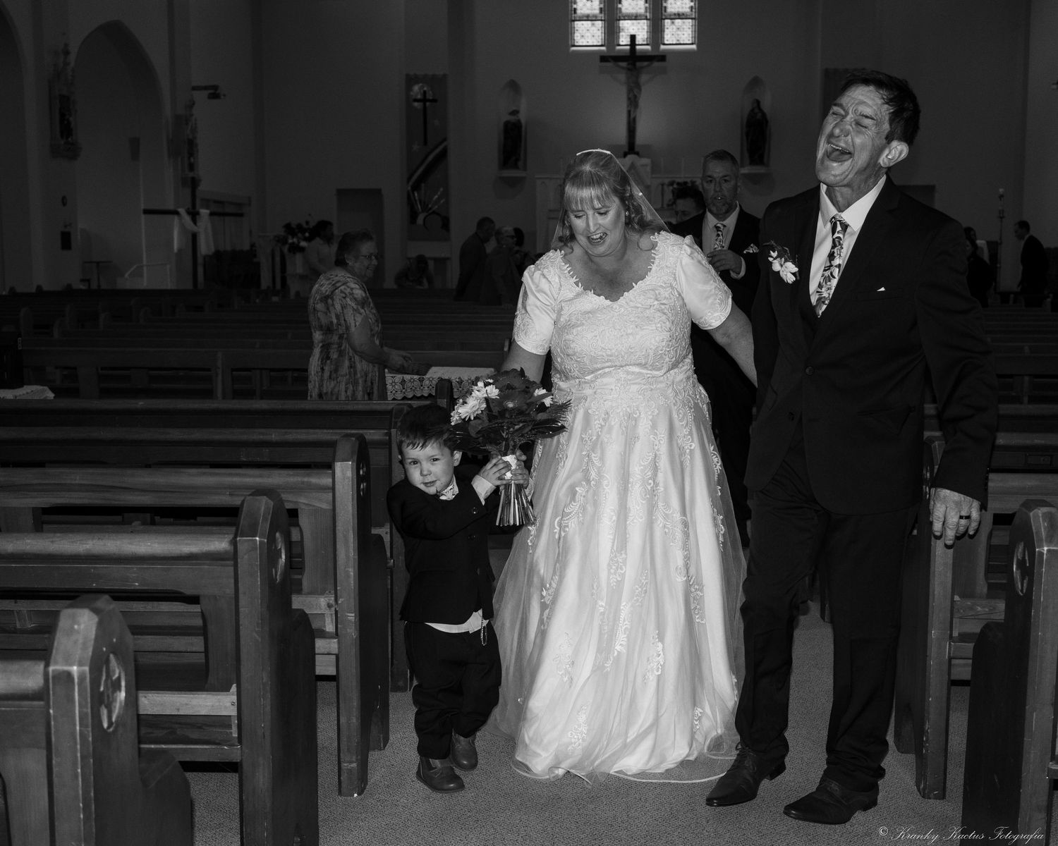 An editorial type wedding photograph at the Cootamundra Catholic Church.