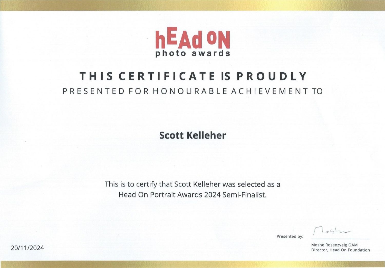 HEAD ON Photo Award, Semi-finalist 2024.