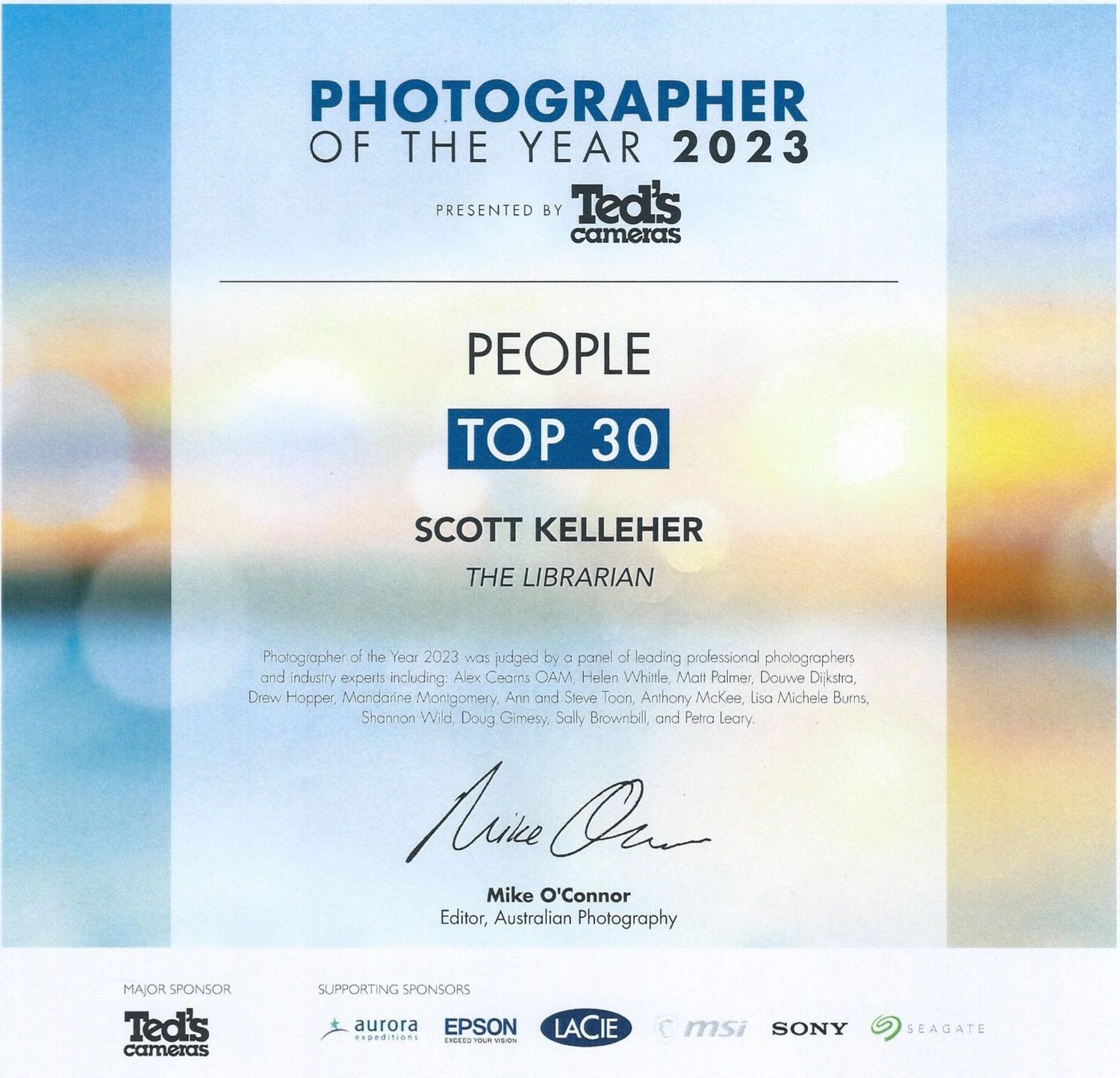 Photographer of the Year 2023 TOP 30 Award for People category.