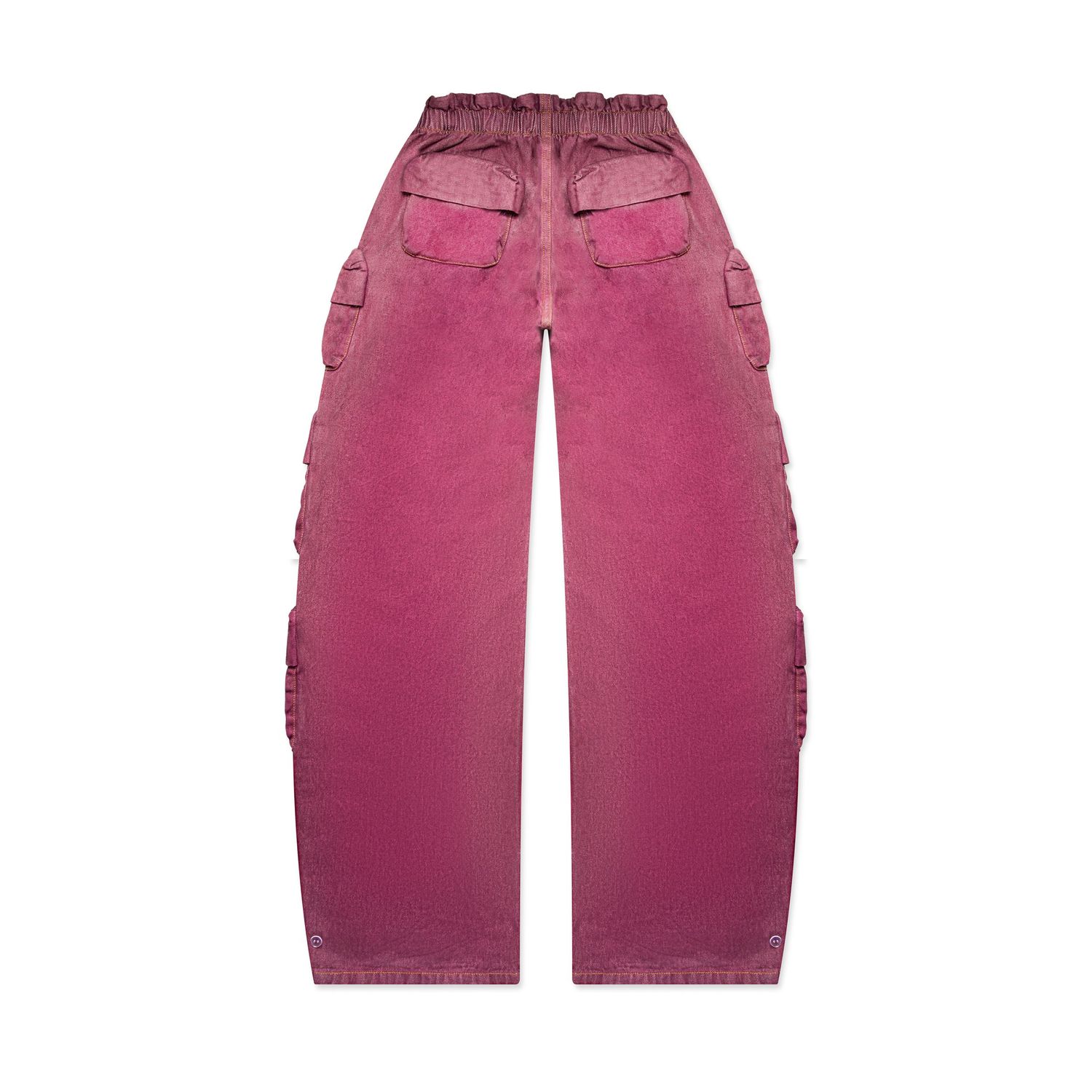 Pink cargo shorts with multiple side pockets and utility-inspired design.