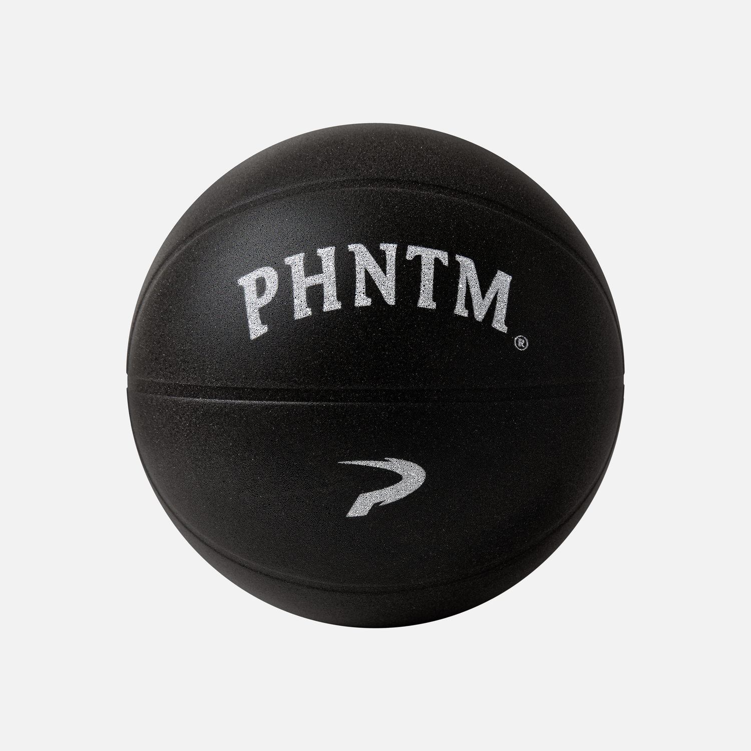 Black leather rugby ball with PNTM branding on white background.