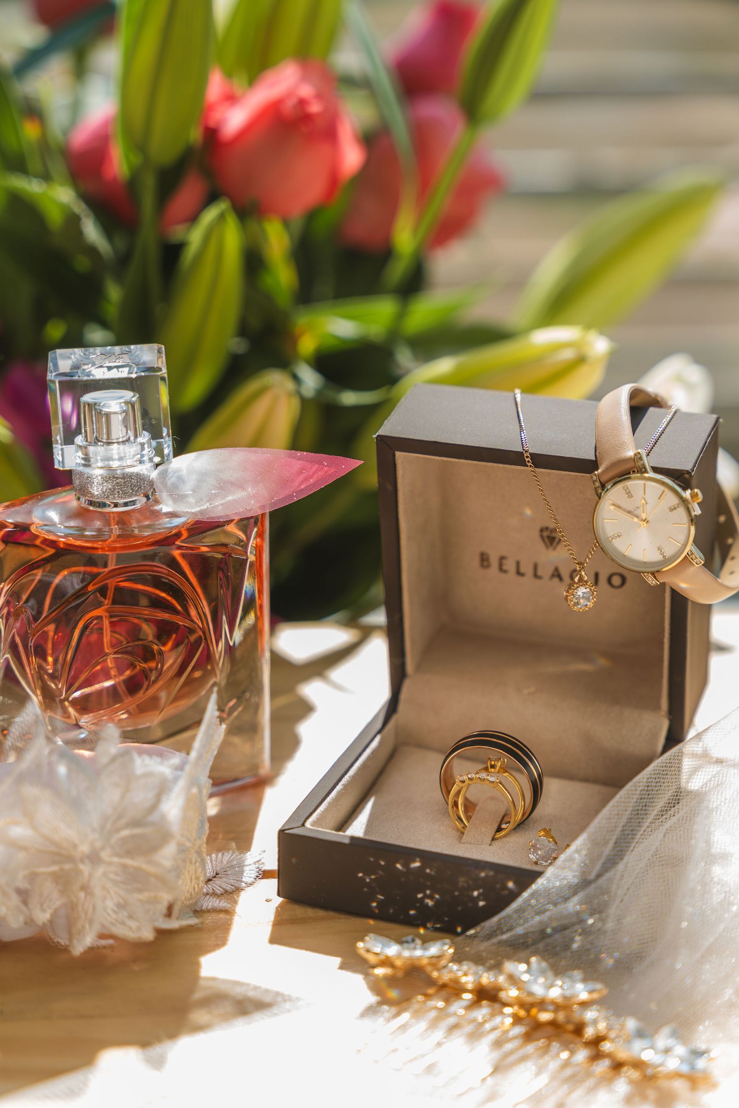 Bridal items arranged in a photo taken by Jordie Captures