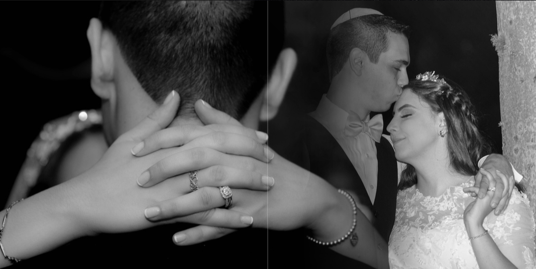 A series of black and white photographs showing silhouettes of couples sharing intimate romantic moments.