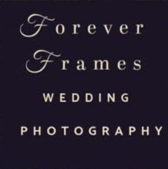 Black logo design for Forever Frames Wedding Photography with elegant script and serif typography on dark background.