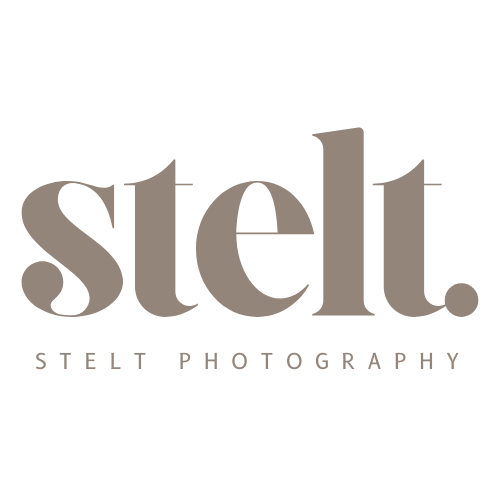 Modern typography logo design for Stelt Photography in neutral tones.