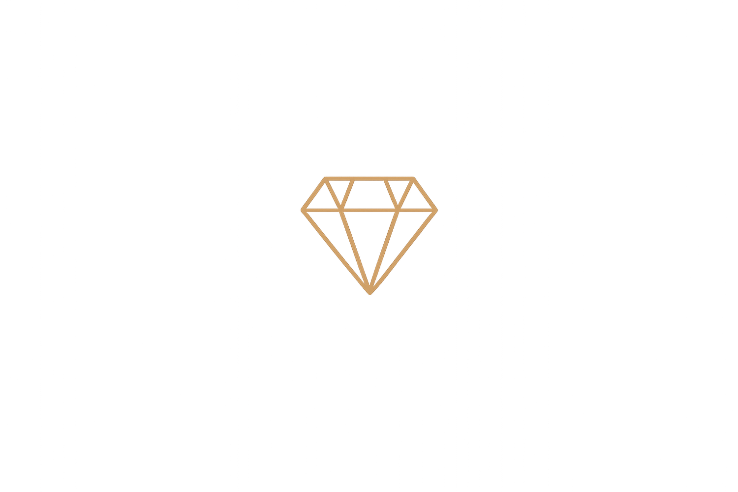 Geometrisch diamanten icoon in gouden lijnstijl, minimalistische branding