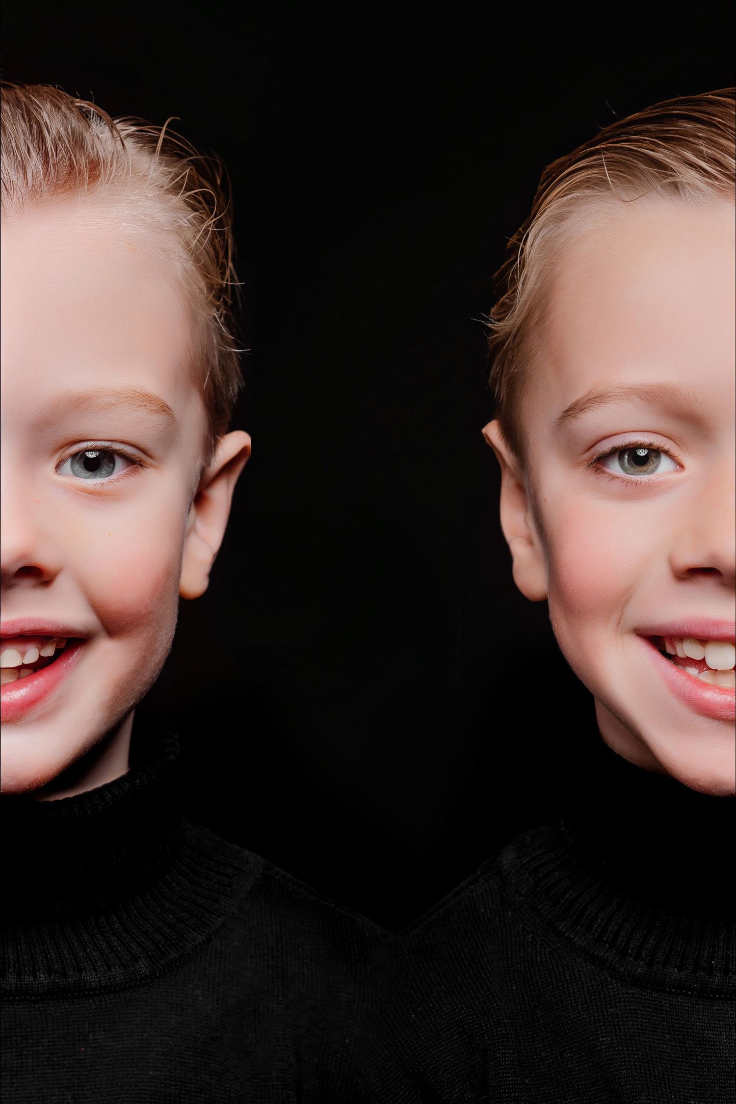 Artistieke portretserie met gedeeltelijk zicht op gezicht en dramatisch licht, portretfotografie Brabant
