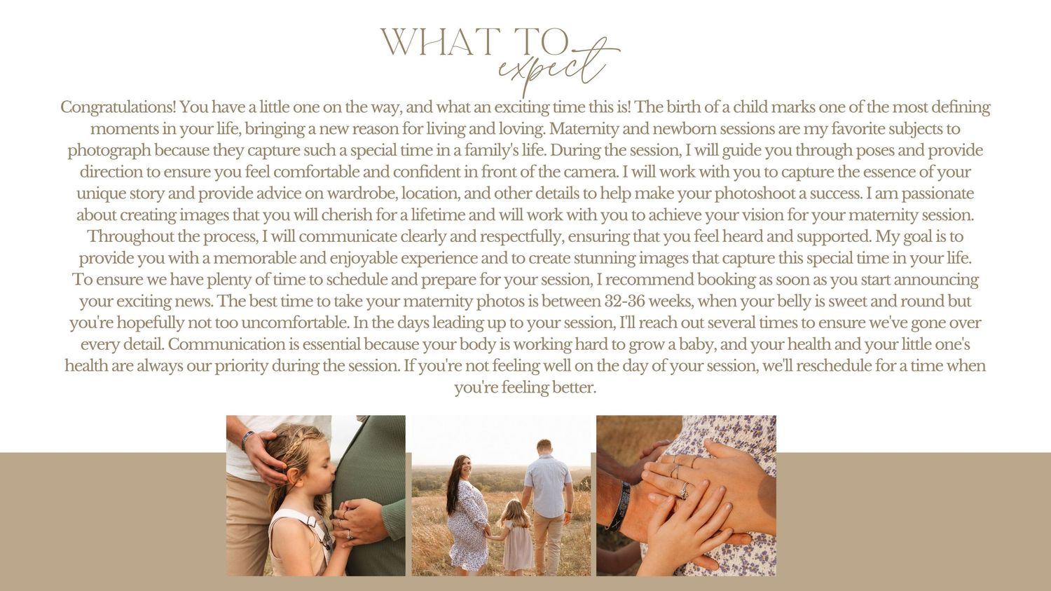 Photography guide page layout with tips and suggestions for preparing for a photo session.