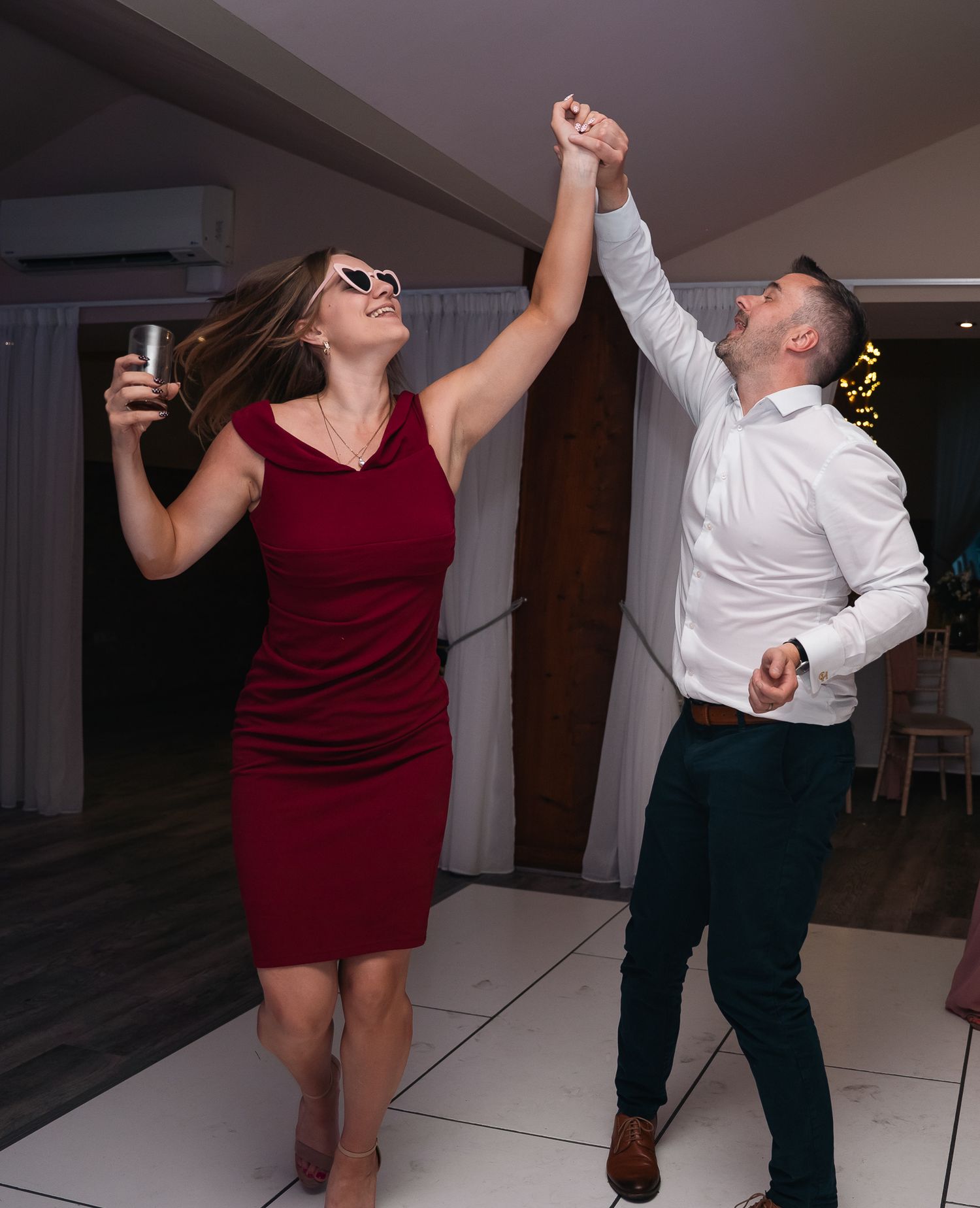 Wedding guests dancing during the evening reception at The Barn at Willerby.