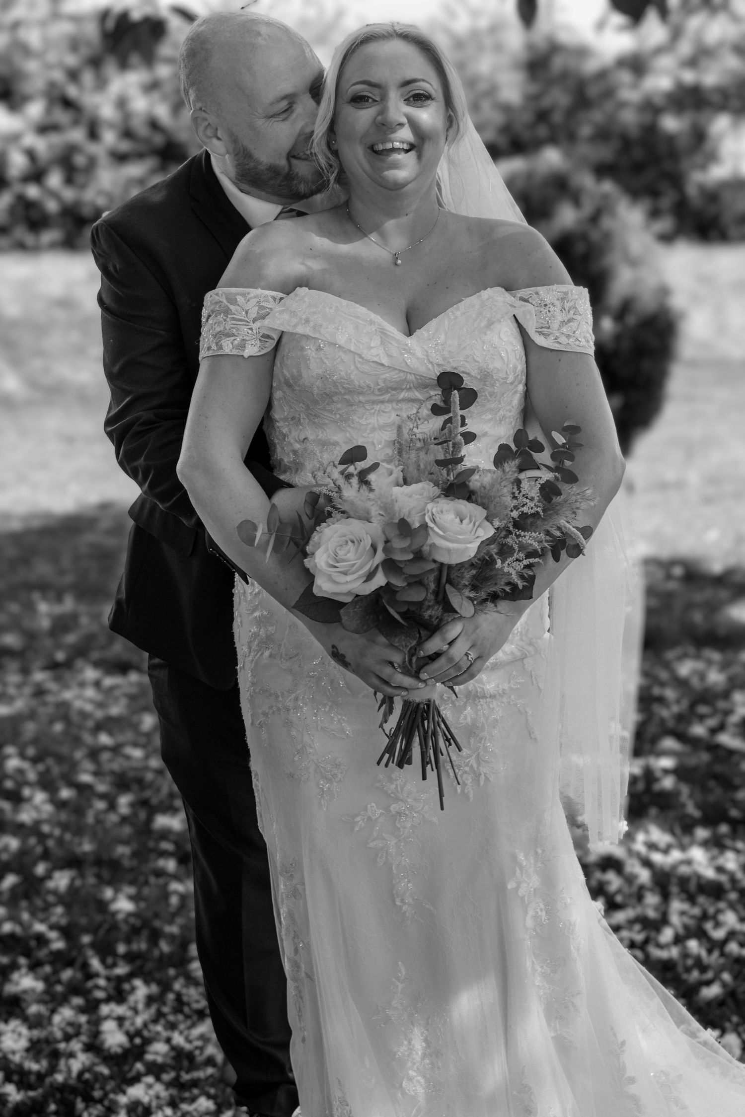 Black and white image of wedding couple at Lazaat hotel, hull, captured by an East Yorkshire wedding photographer