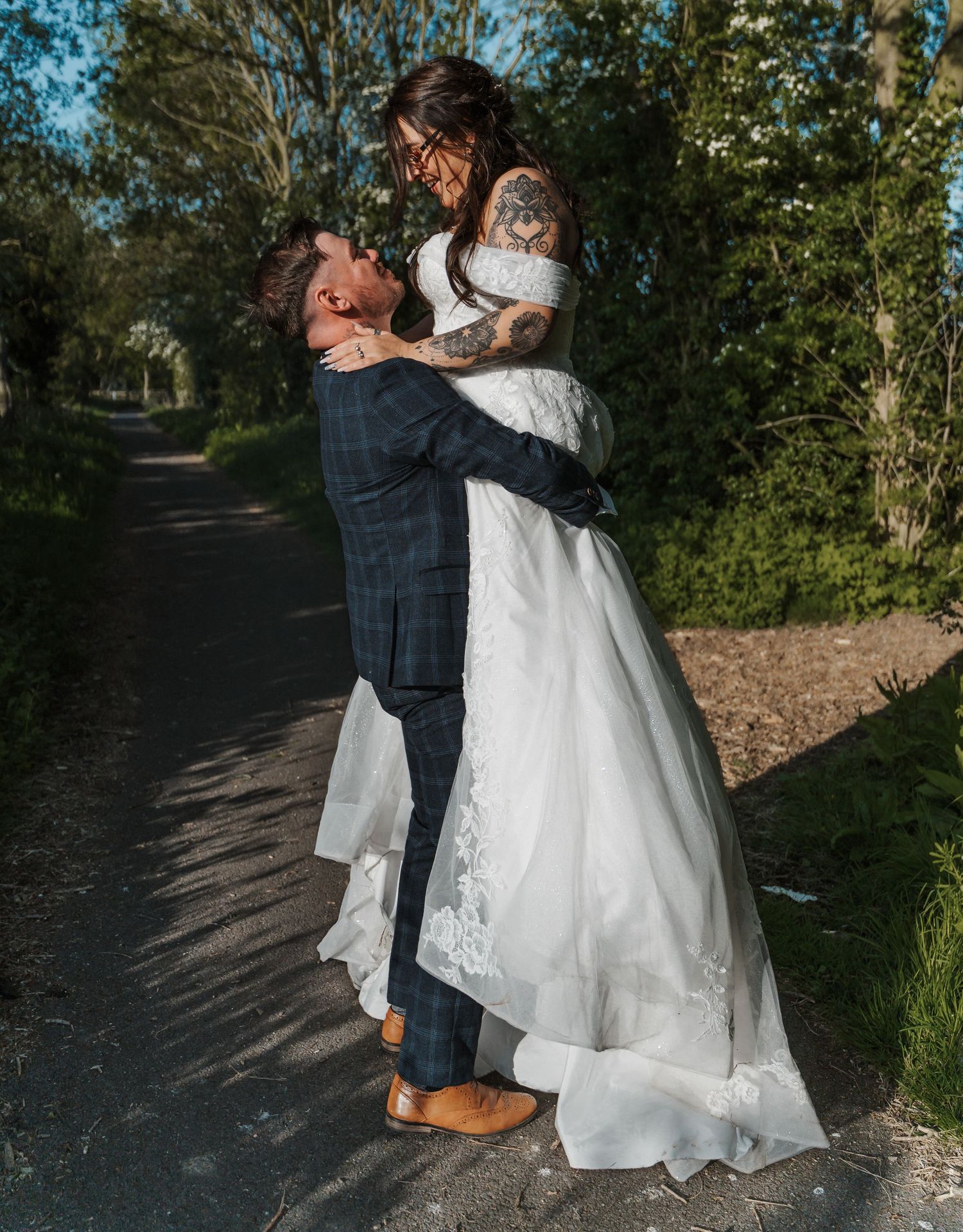 Bride and groom portrait at the Gardeners country inn, captured by a candid East Yorkshire wedding Photographer