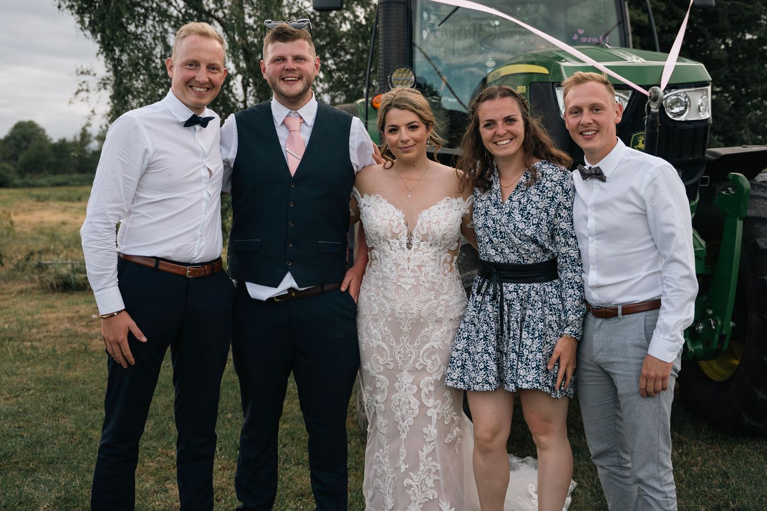 Bride, groom and friends photographed by an east Yorkshire wedding photographer