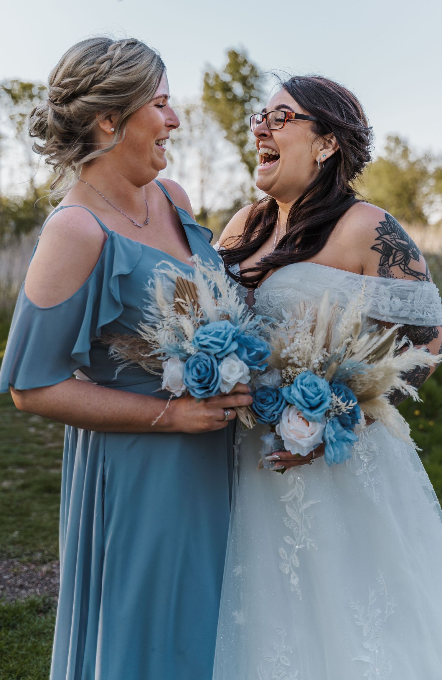 Bride and Bridesmaid portrait at the Gardeners country inn, captured by a candid East Yorkshire wedding Photographer