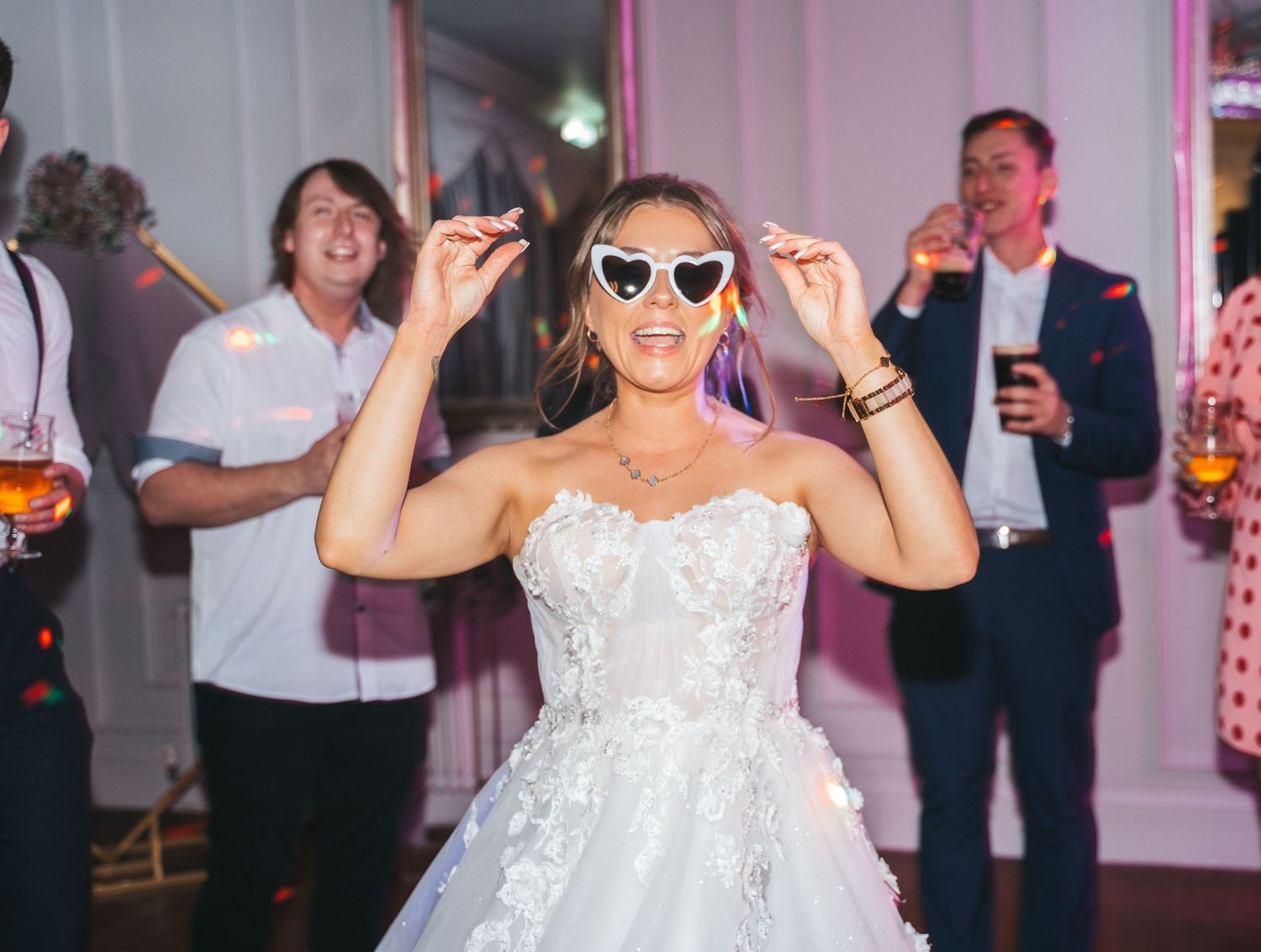 Bride Dancing at Dunedin country house, captured by a documentary style wedding photographer in Hull