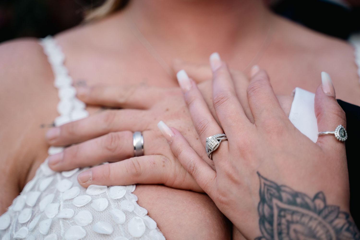 Detial photo of bride and groom wedding rings at Lazaat hotel in Cottingham