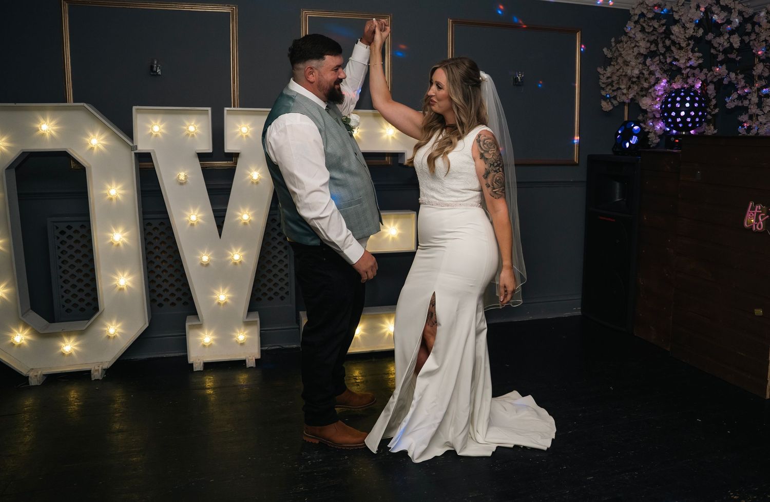 Bride and grooms first dance at The Gardeners Country inn, captured by a documentary wedding photographer in East Yorkshire