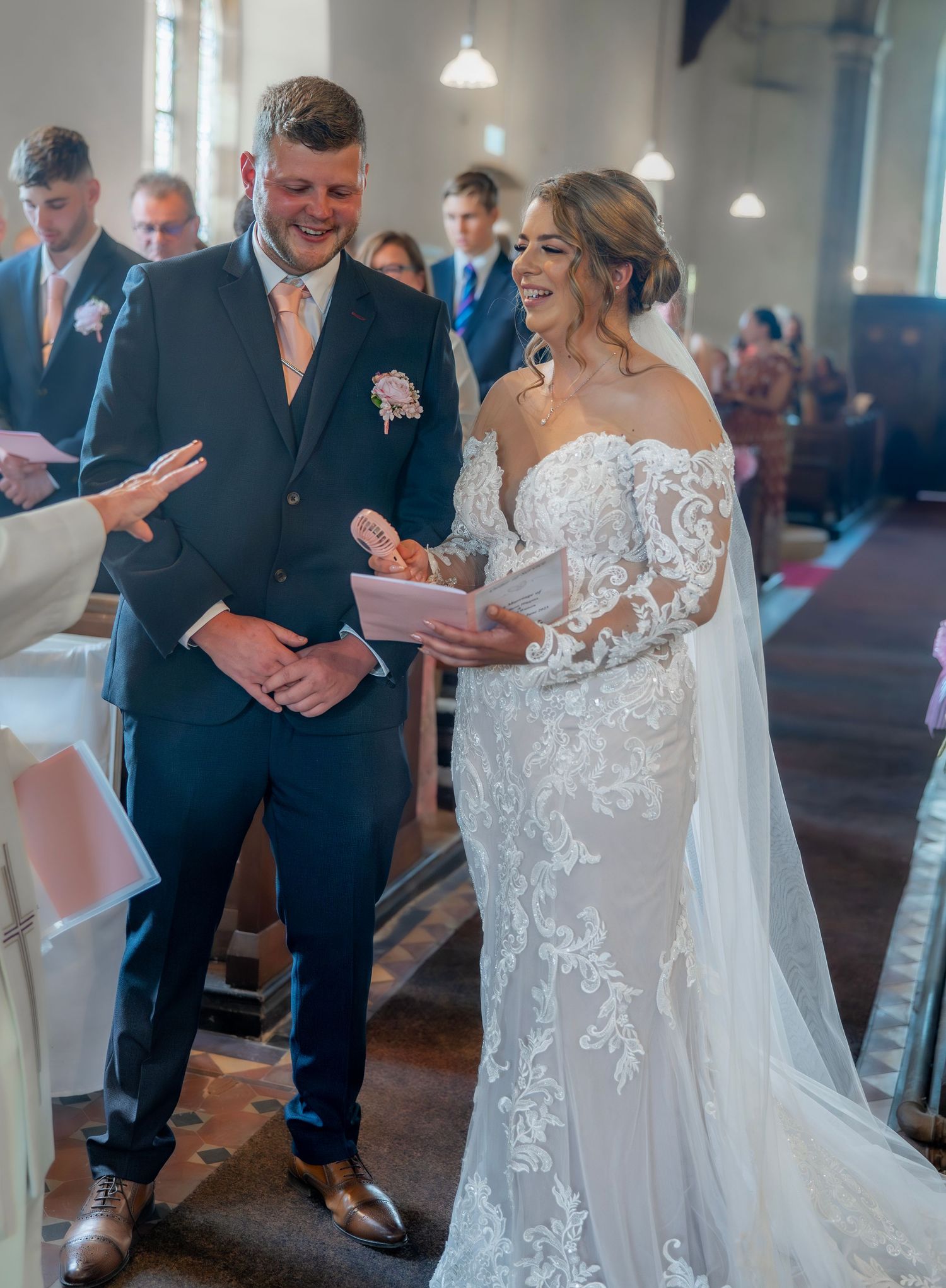 The bride and groom during their wedding ceremony at St Elgin's in North Frodingham, captured by Hull wedding photographer