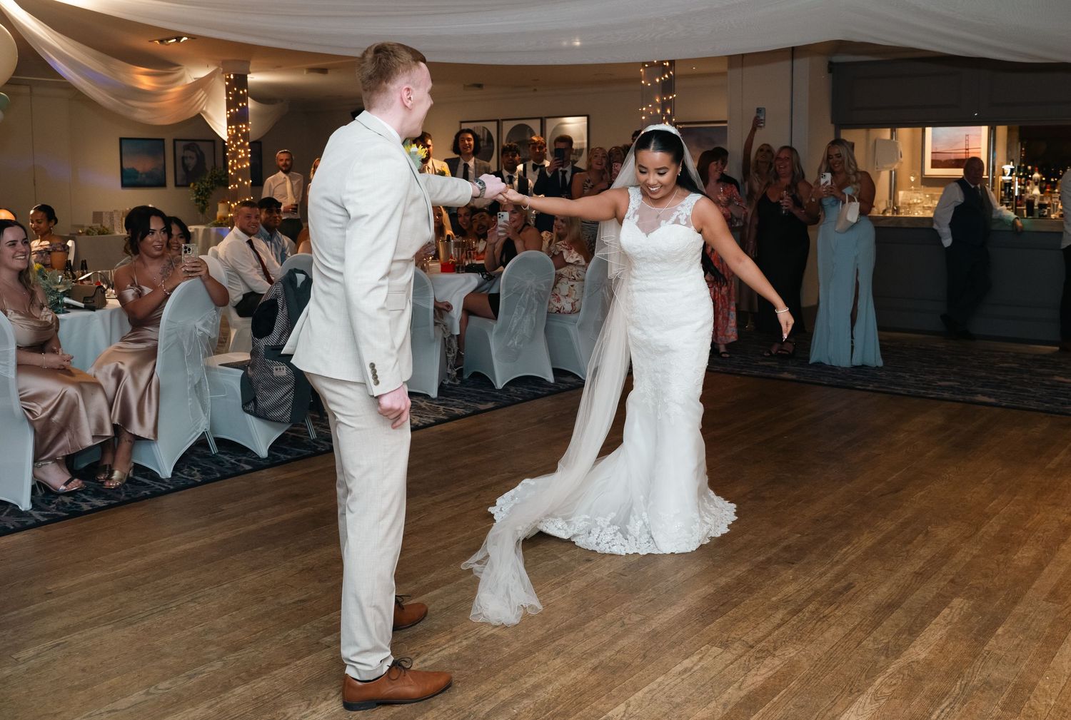 Bride and groom first dance at Mercure Hotel in Hull, Captured by a documentary east Yorkshire photographer