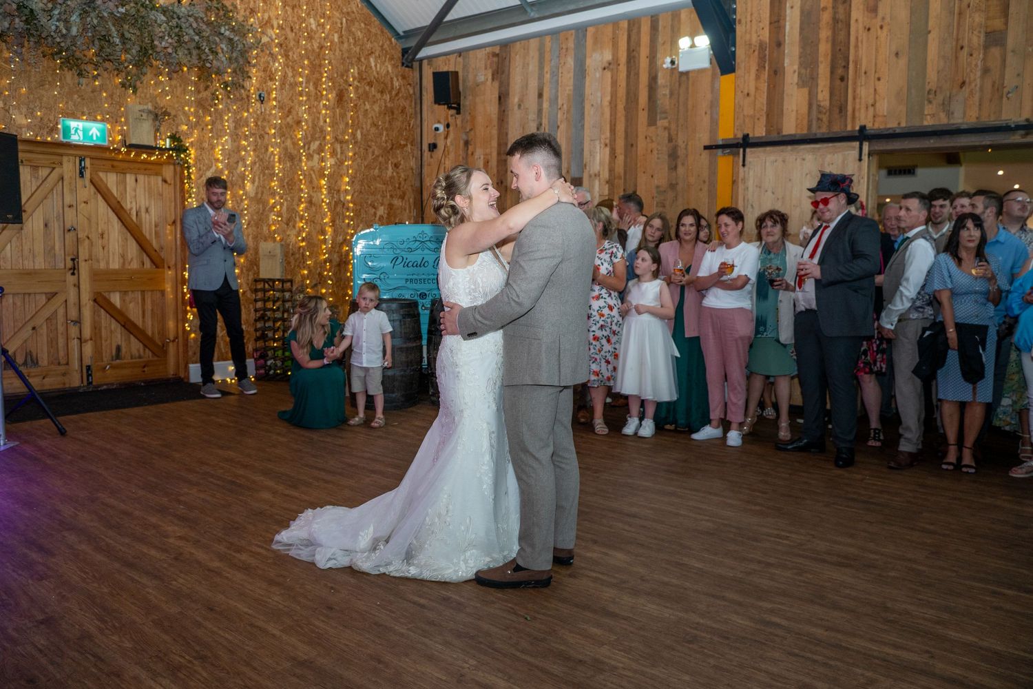 Bride and grooms first dance at Little Wold vineyard, captured by a candid wedding photographer in East Yorkshire