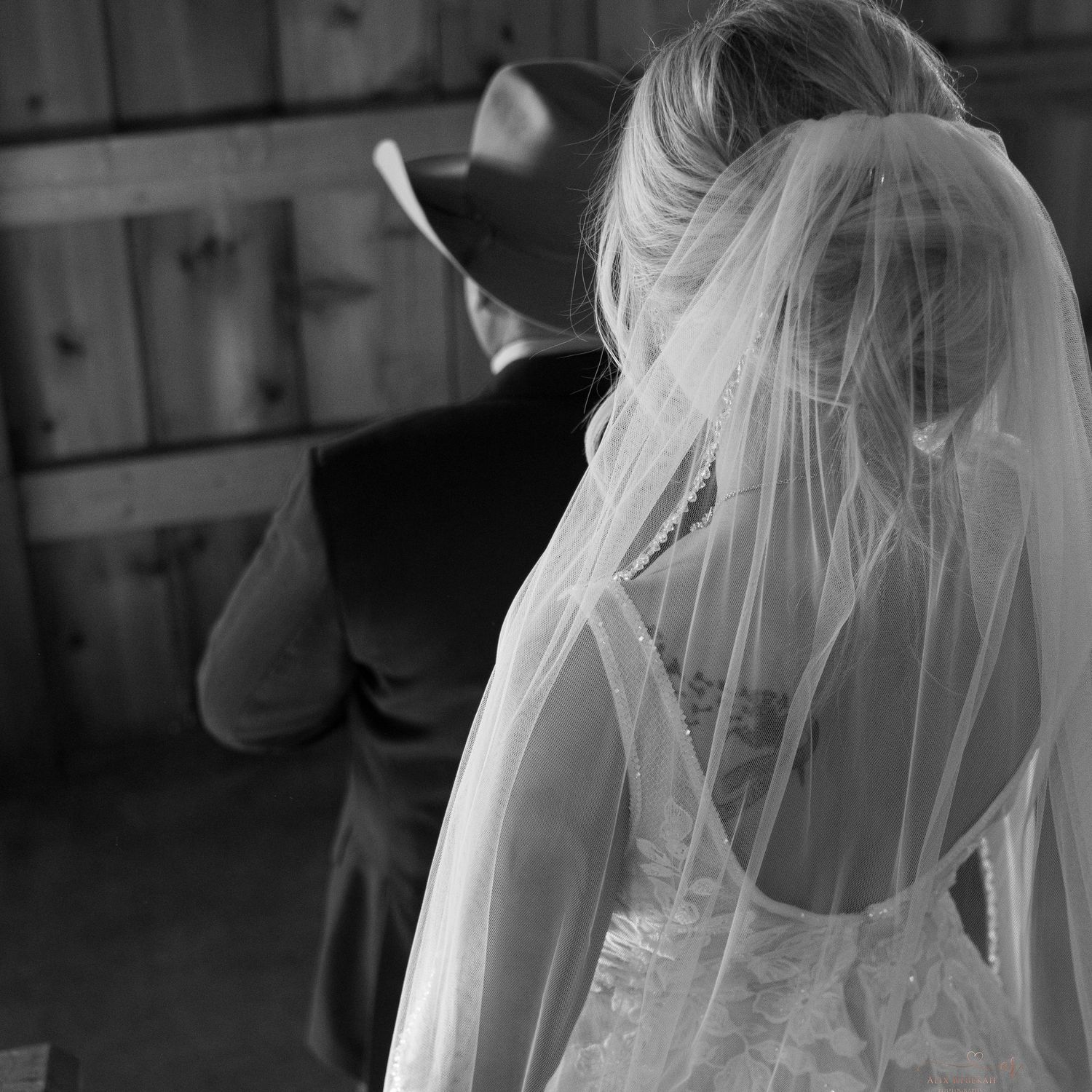 A series of black and white wedding veil photographs showing graceful movement and flowing fabric details.