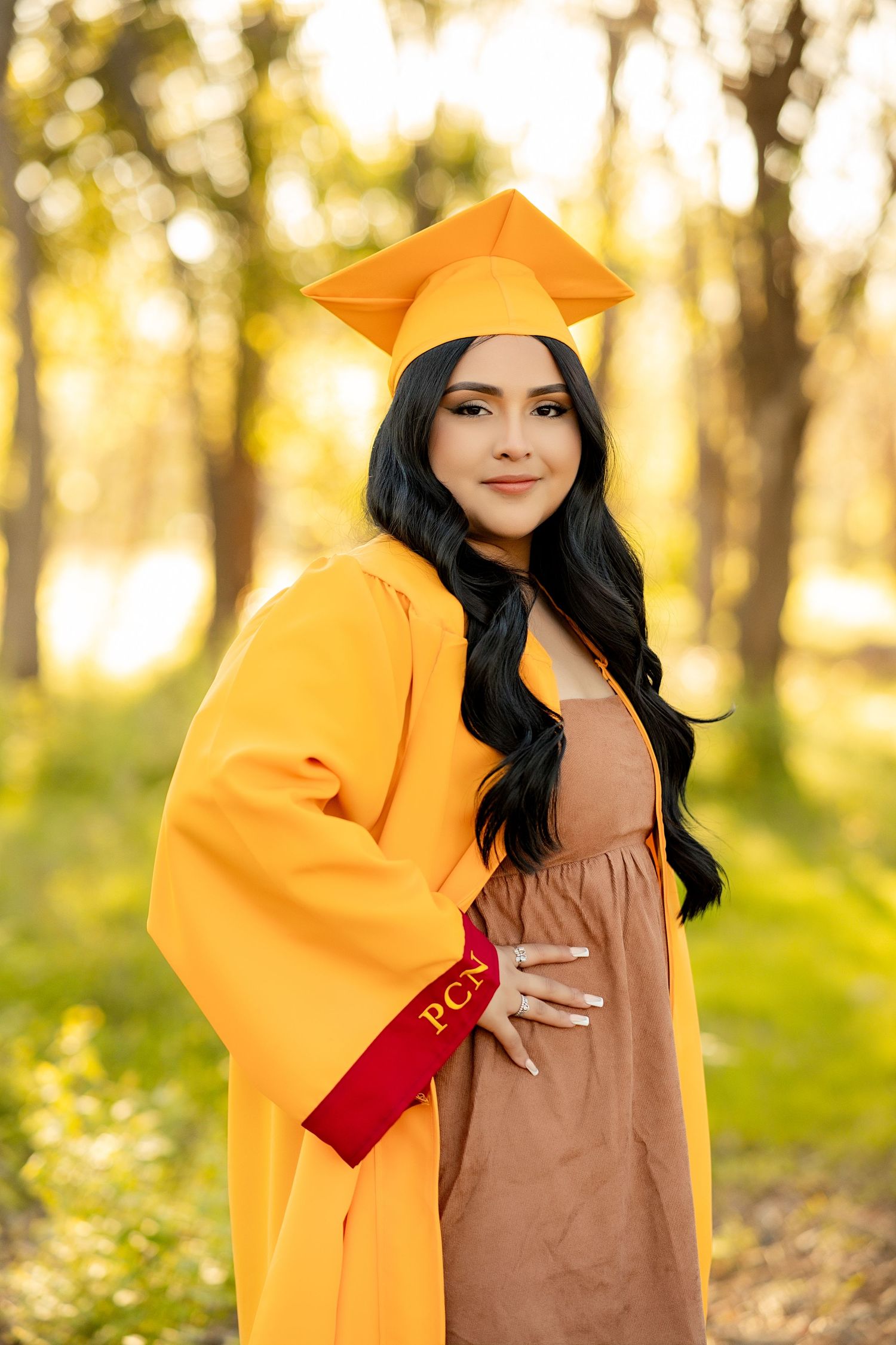 High school senior photos during golden hour.