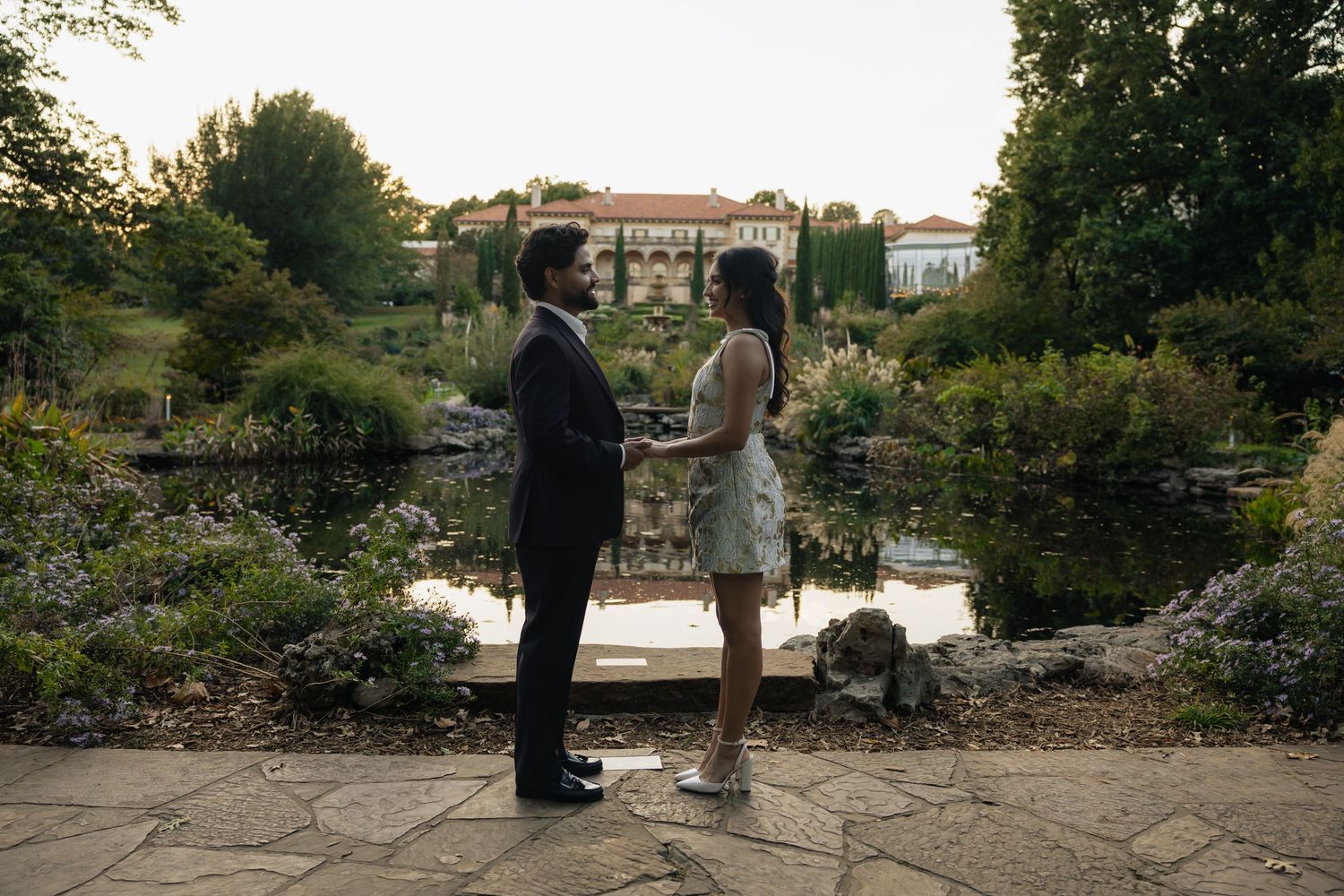 Greenery garden feels. Engagement session in nature inspired by love and weddings. Philbrook museum of art in tulsa, oklahoma. bride to be.
