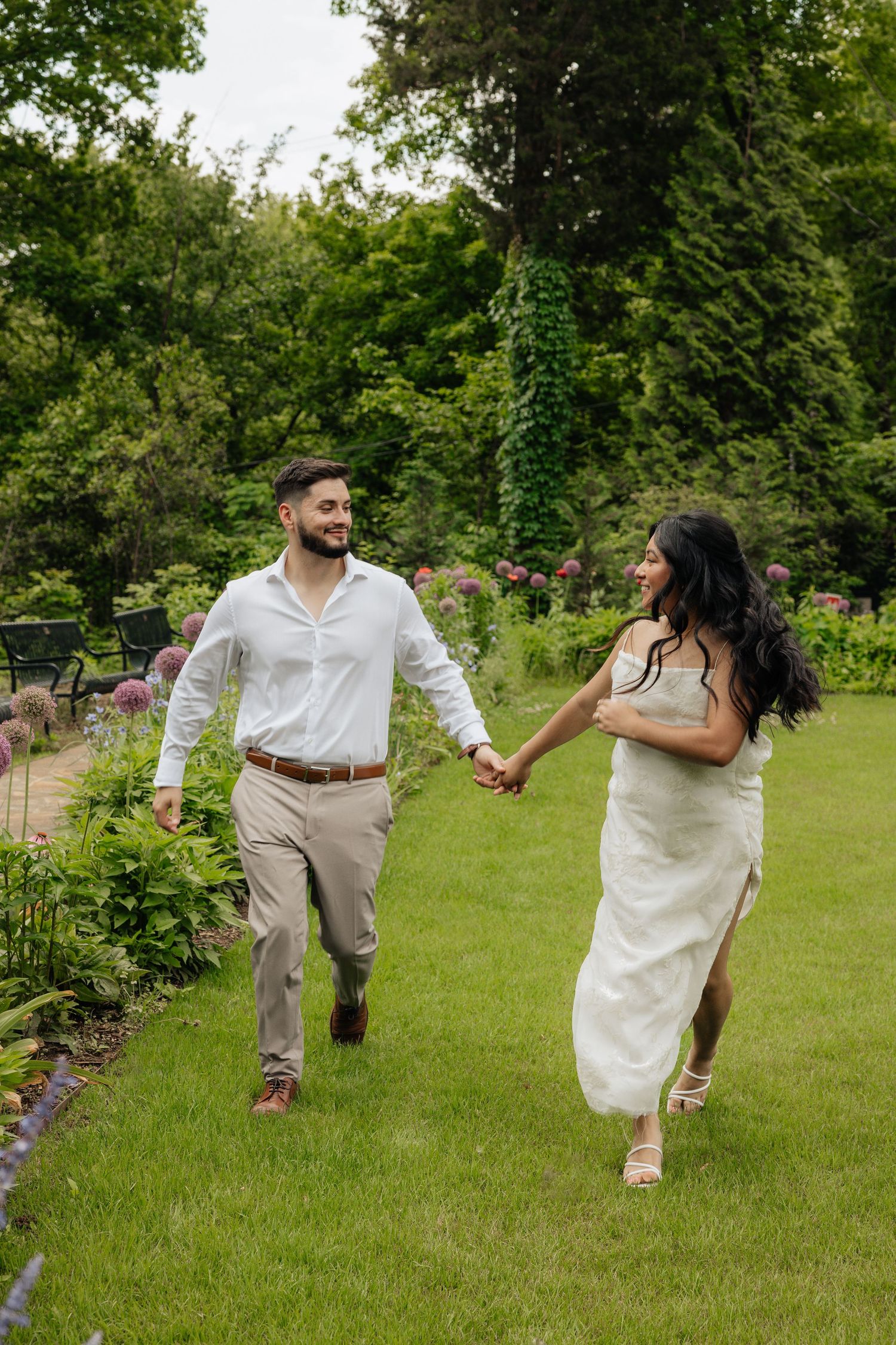 Greenery garden feels. Engagement session in nature inspired by love and weddings. Philbrook museum of art in tulsa, oklahoma. bride to be.