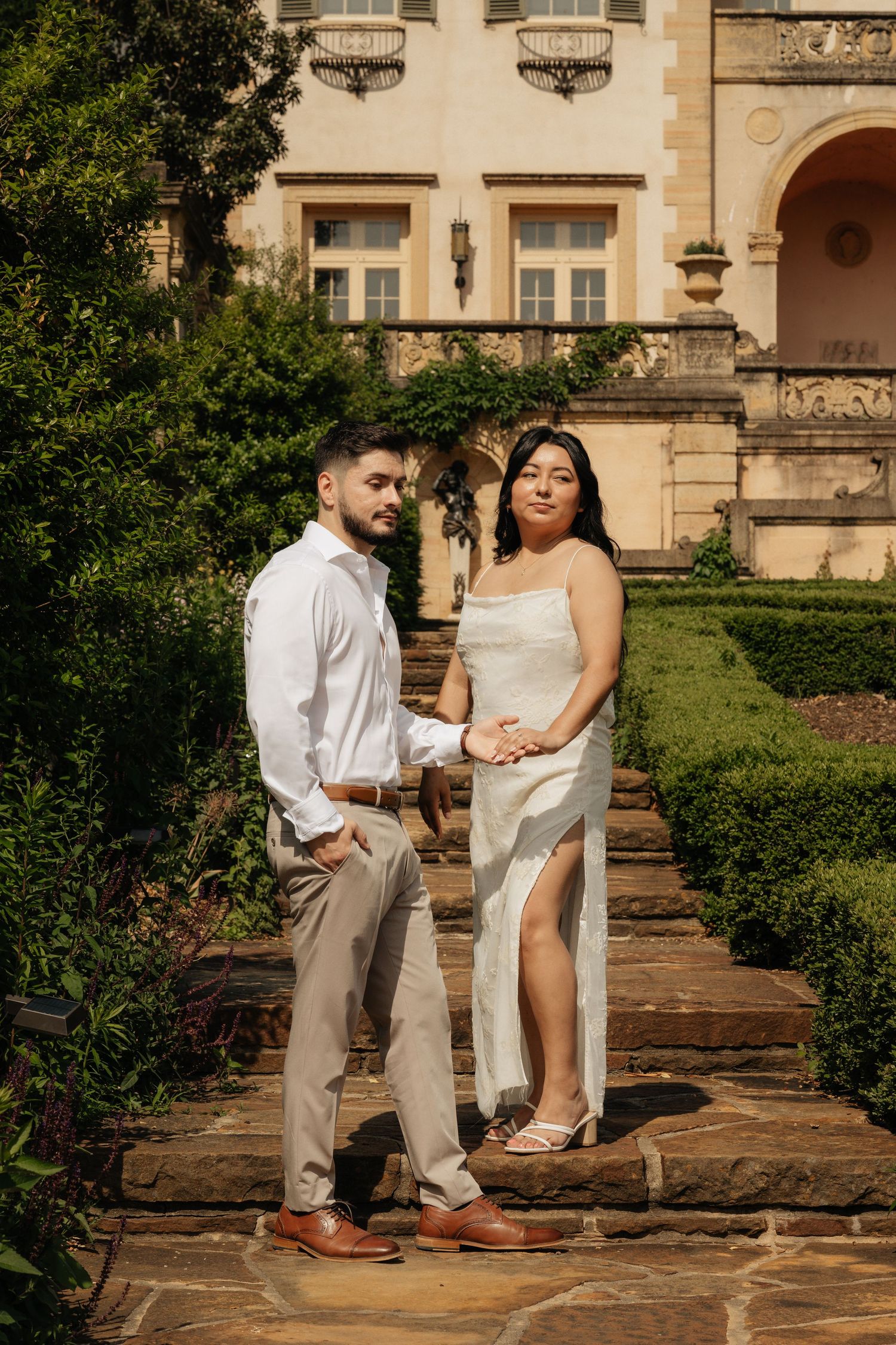 Italy inspired wedding. Engagement session in nature inspired by love and weddings. Philbrook museum of art in tulsa, oklahoma. bride to be.