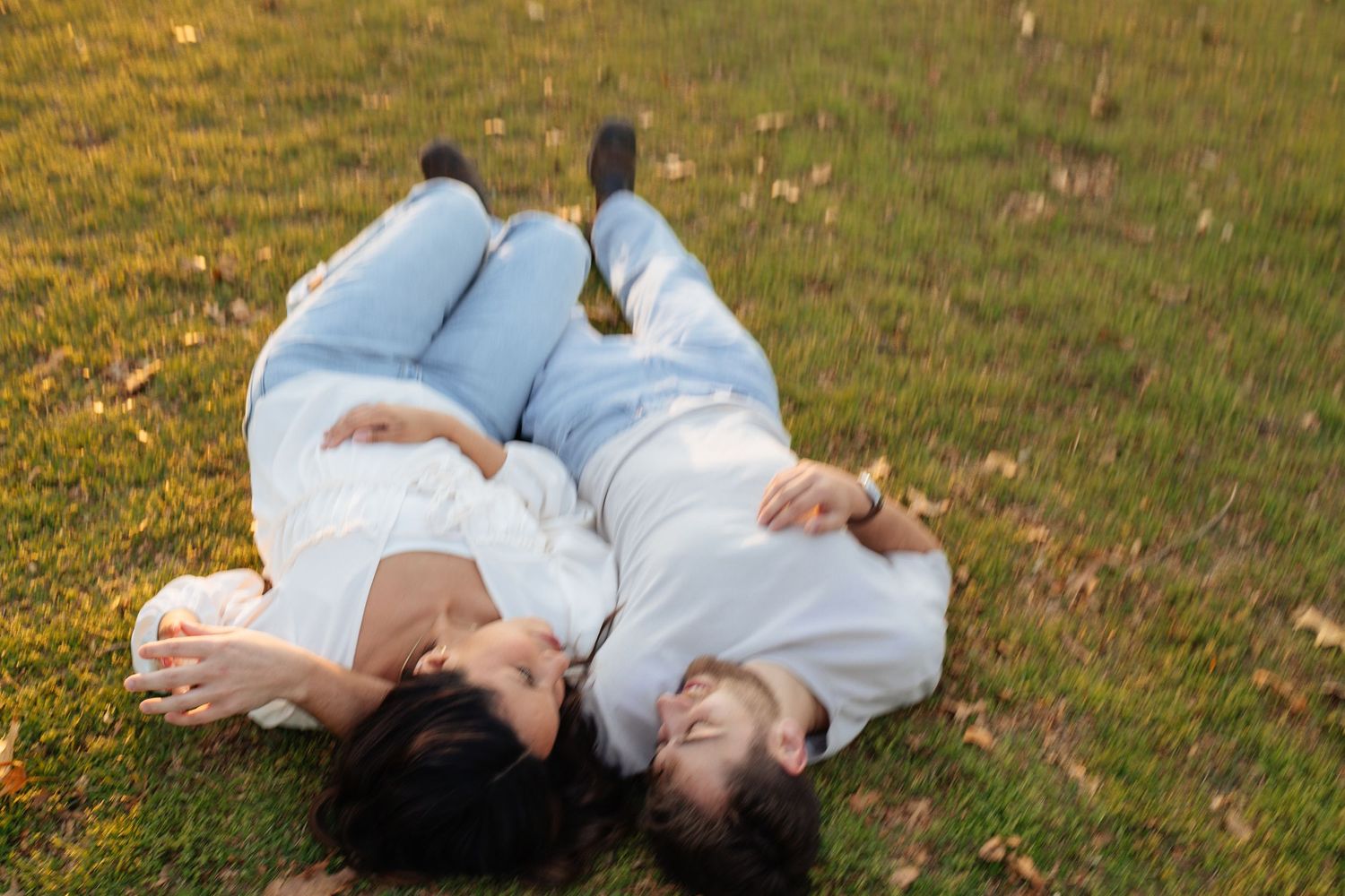 Fiance's posing in an editorial manner during their engagement session.