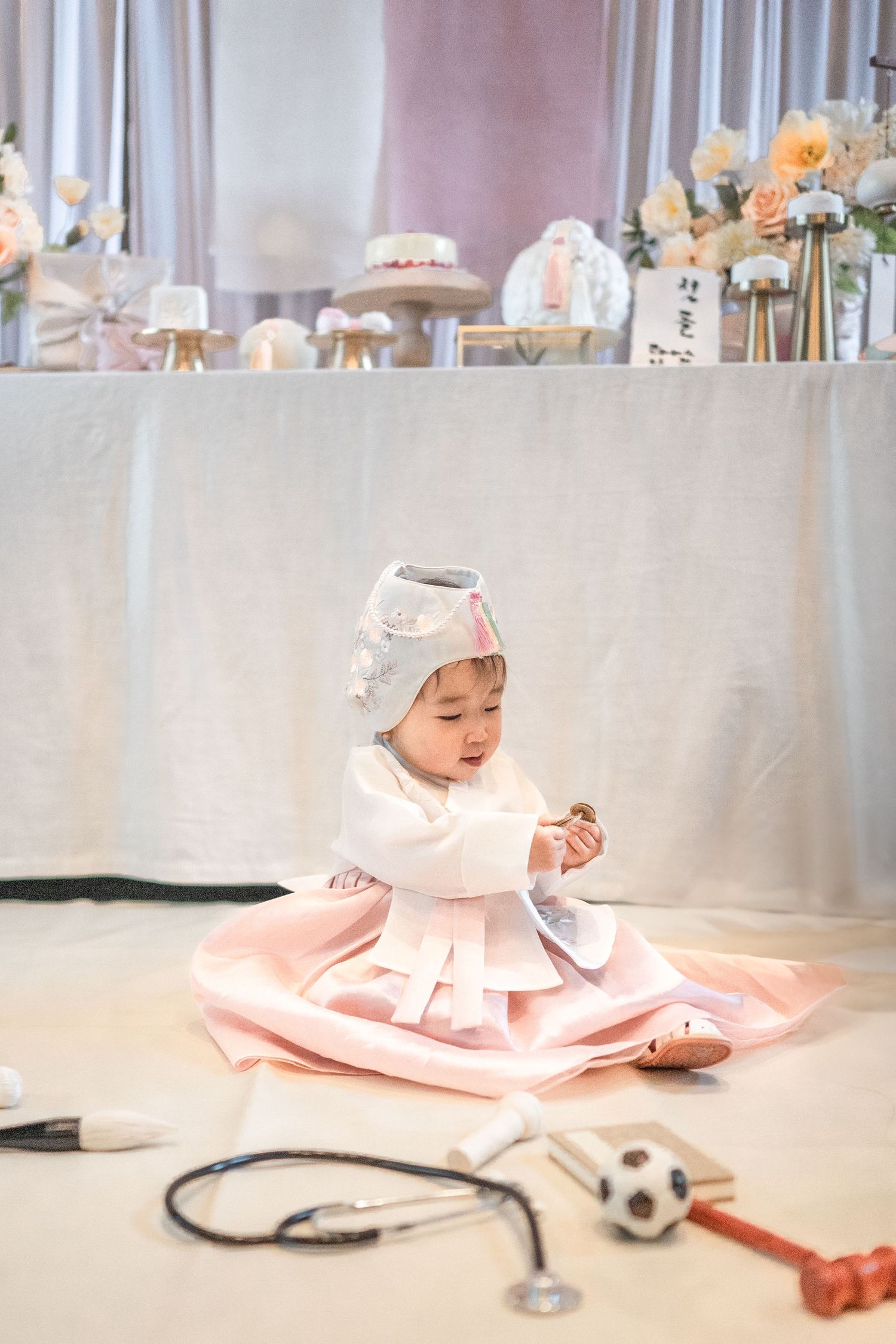 Doljabi by Korean baby in hanbok for doljanchi. Dohl Photographer McLean Virginia