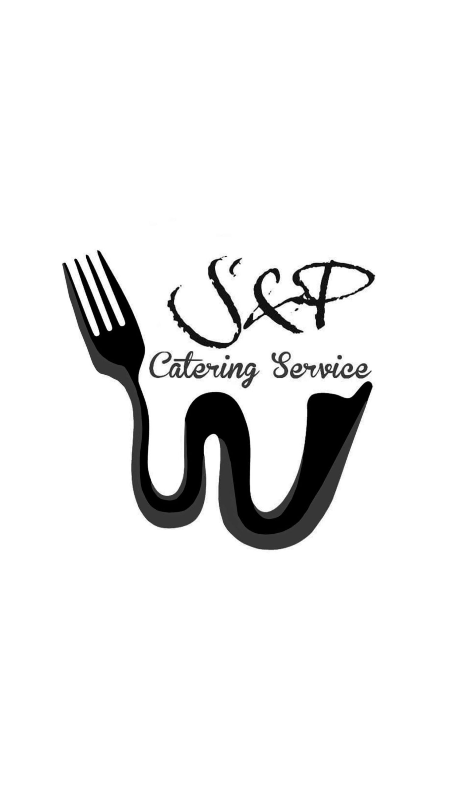 Creative catering service logo with fork-shaped S and stylized text design. Portrava Creative Studios