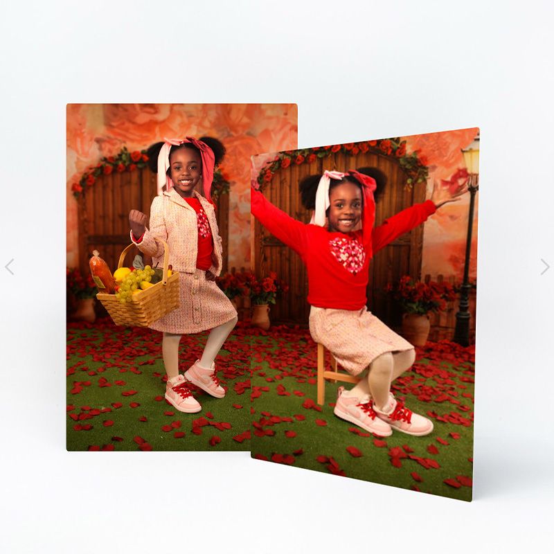 Dancing figures captured in motion against a red and green patterned background in a photo sequence.