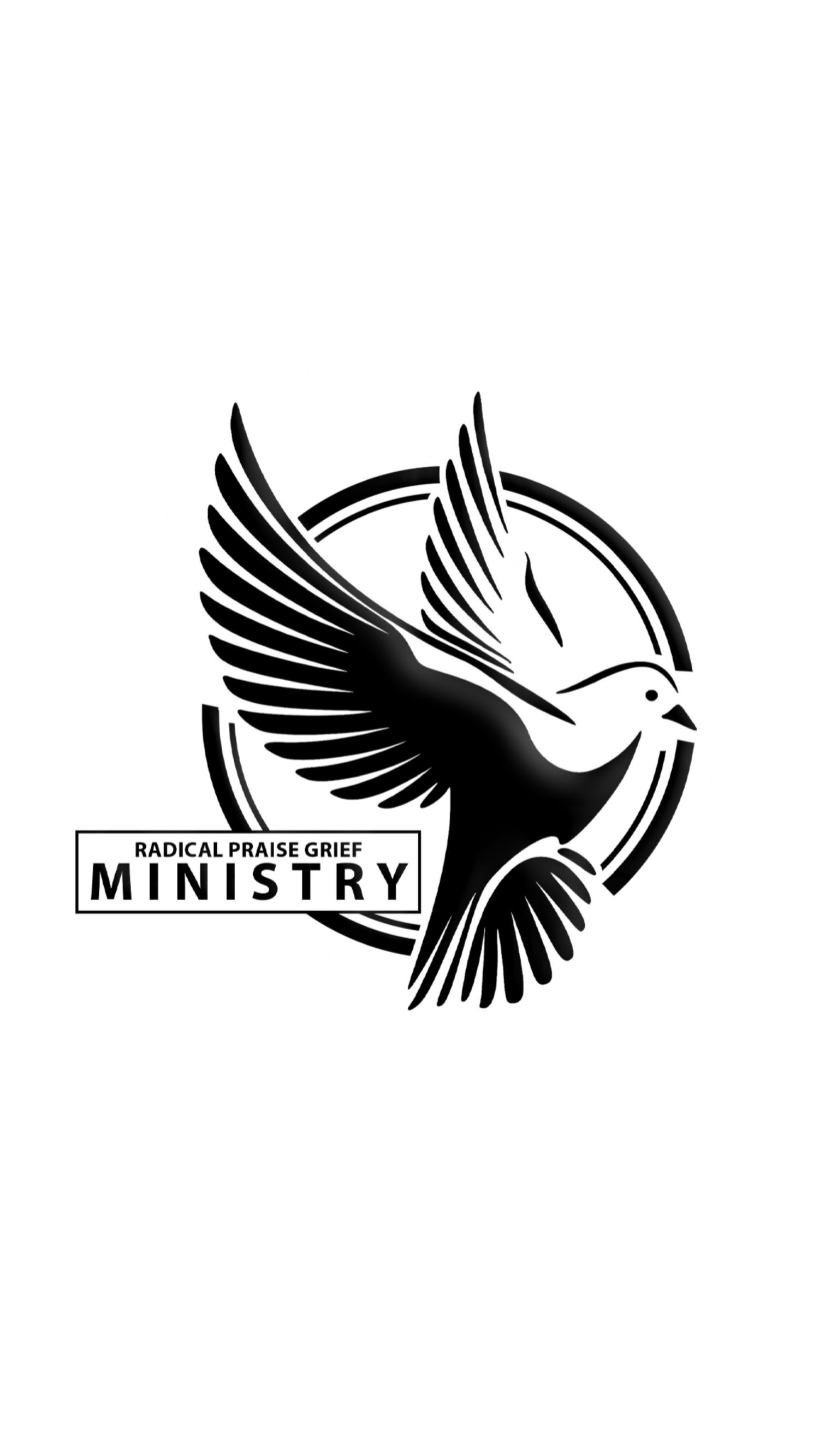 Black and white ministry logo featuring a dove in flight within a circular frame. Portrava Creative Studios