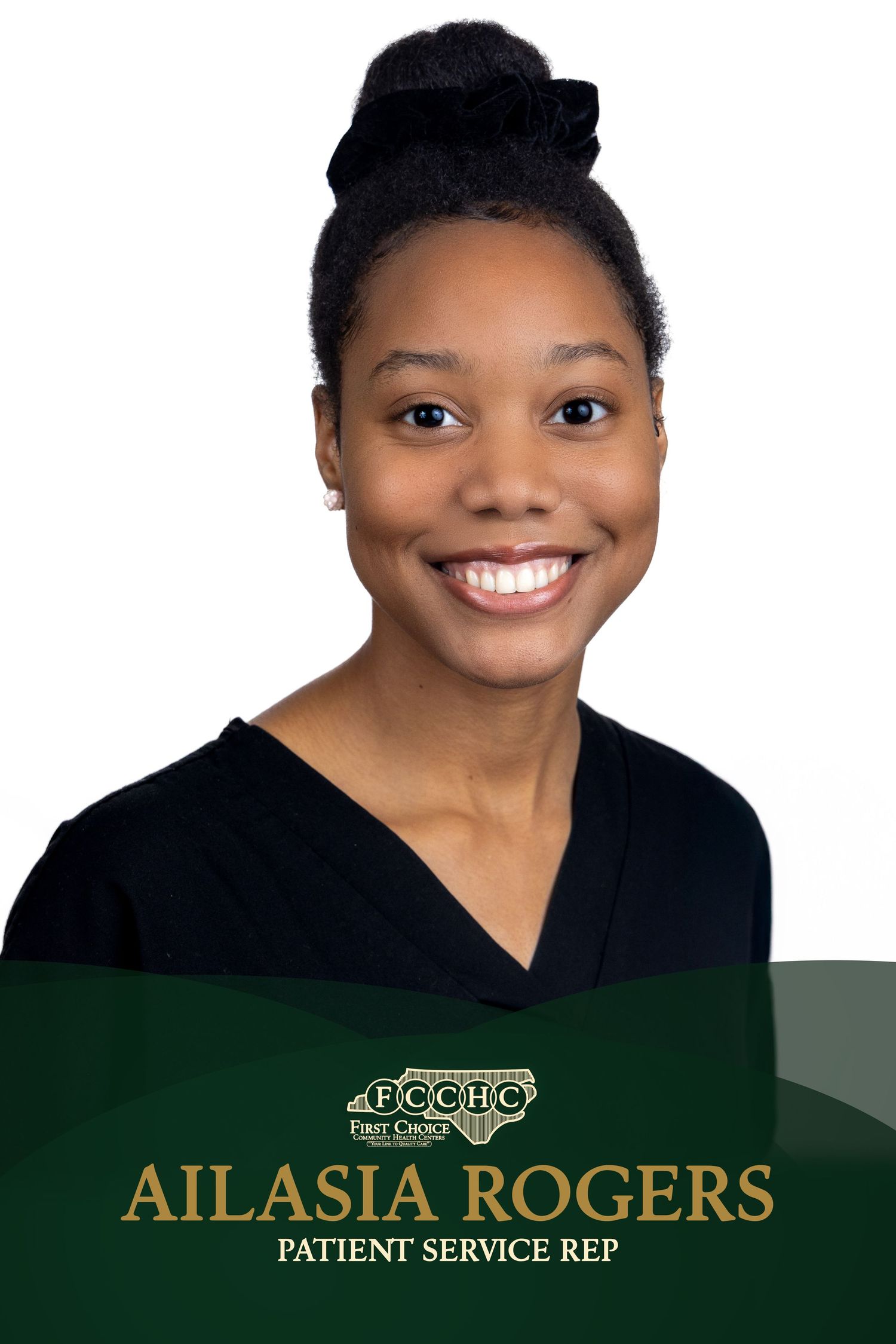 Professional headshot portrait against a dark background with text overlay.