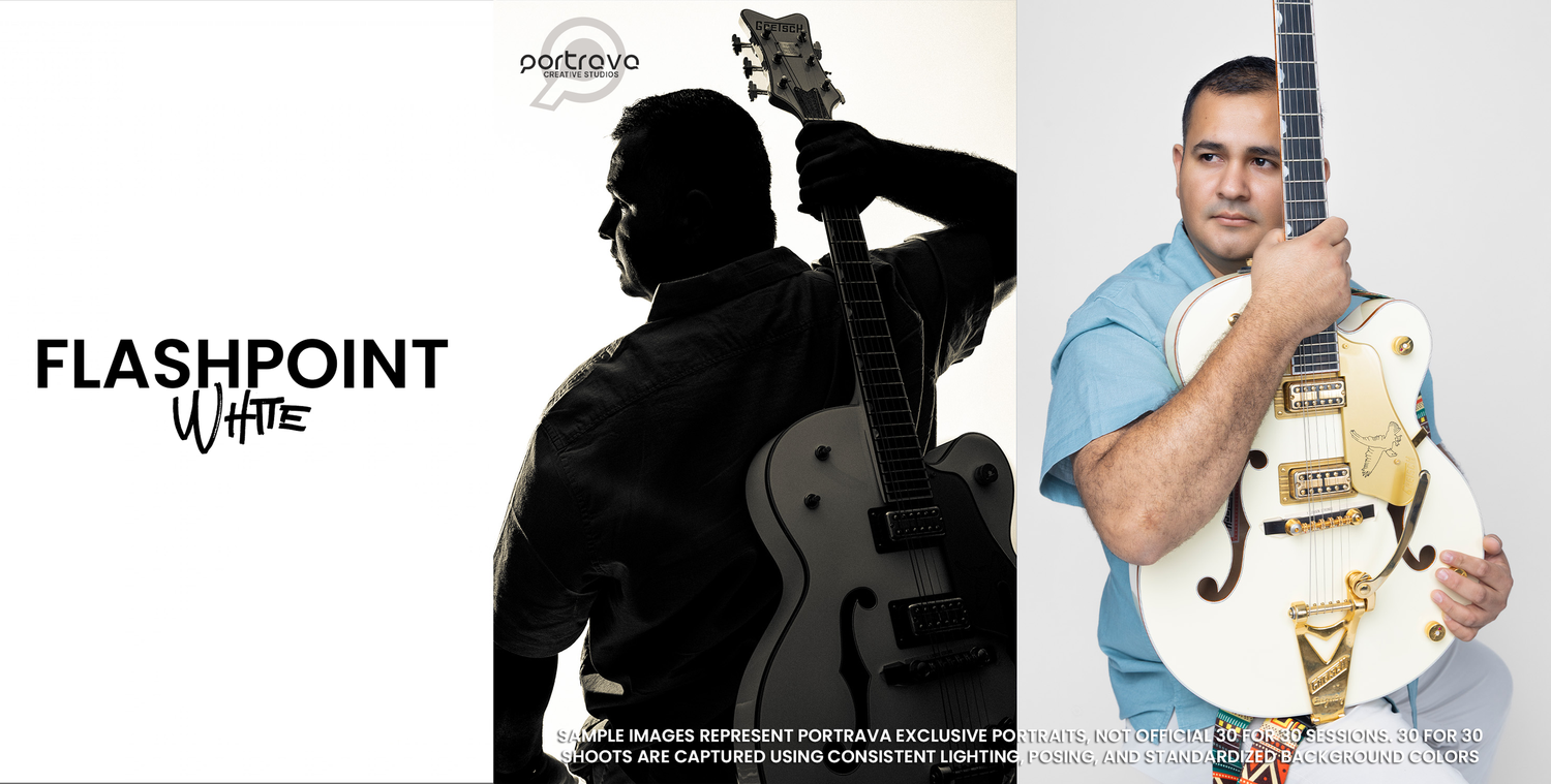 Music recording equipment and instruments arranged in a studio with professional lighting and gear. Portrava Creative Studios