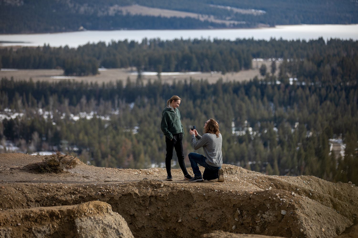 Seven panoramic images showing scenic views of a rural landscape with rolling hills, forests, and distant mountains at Fairmont Hot Springs.