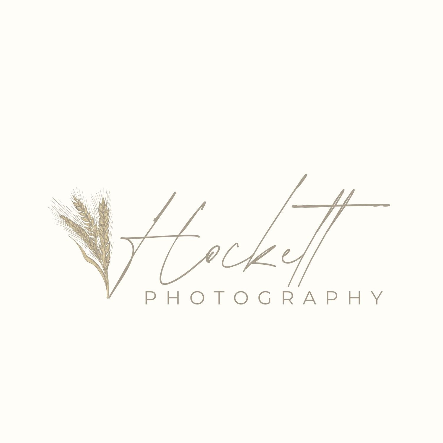 Elegant photography logo with wheat design elements.