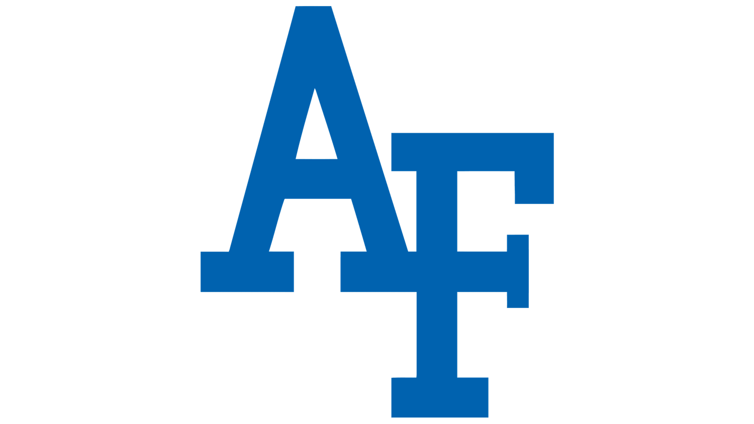 Air Force Academy athletics logo featuring blue AF letters in a collegiate style design.