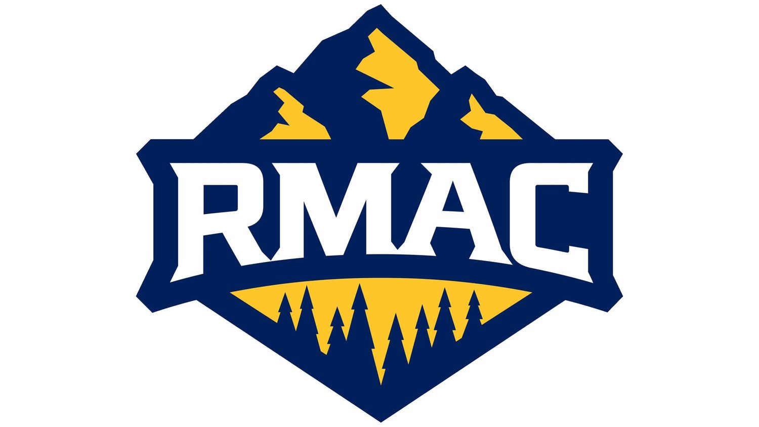 Mountain-themed sports league logo designs in blue and yellow color scheme.