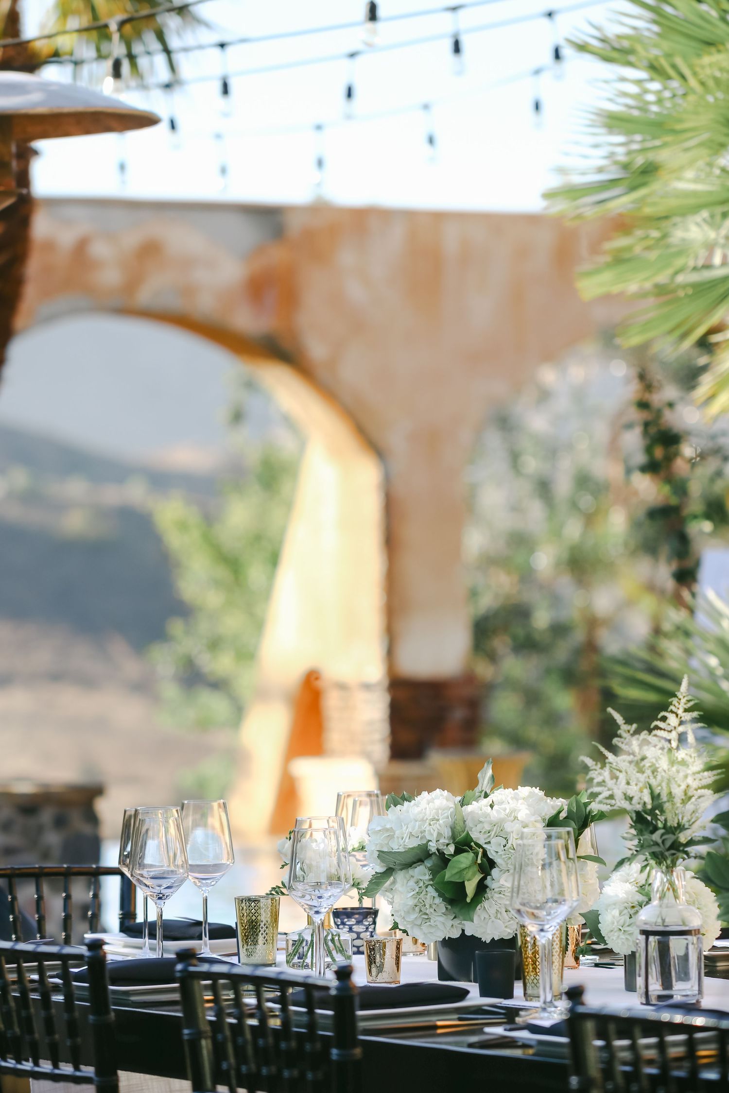 Wedding welcome dinner at the Bachelor Mansion in Agoura Hills, CA.