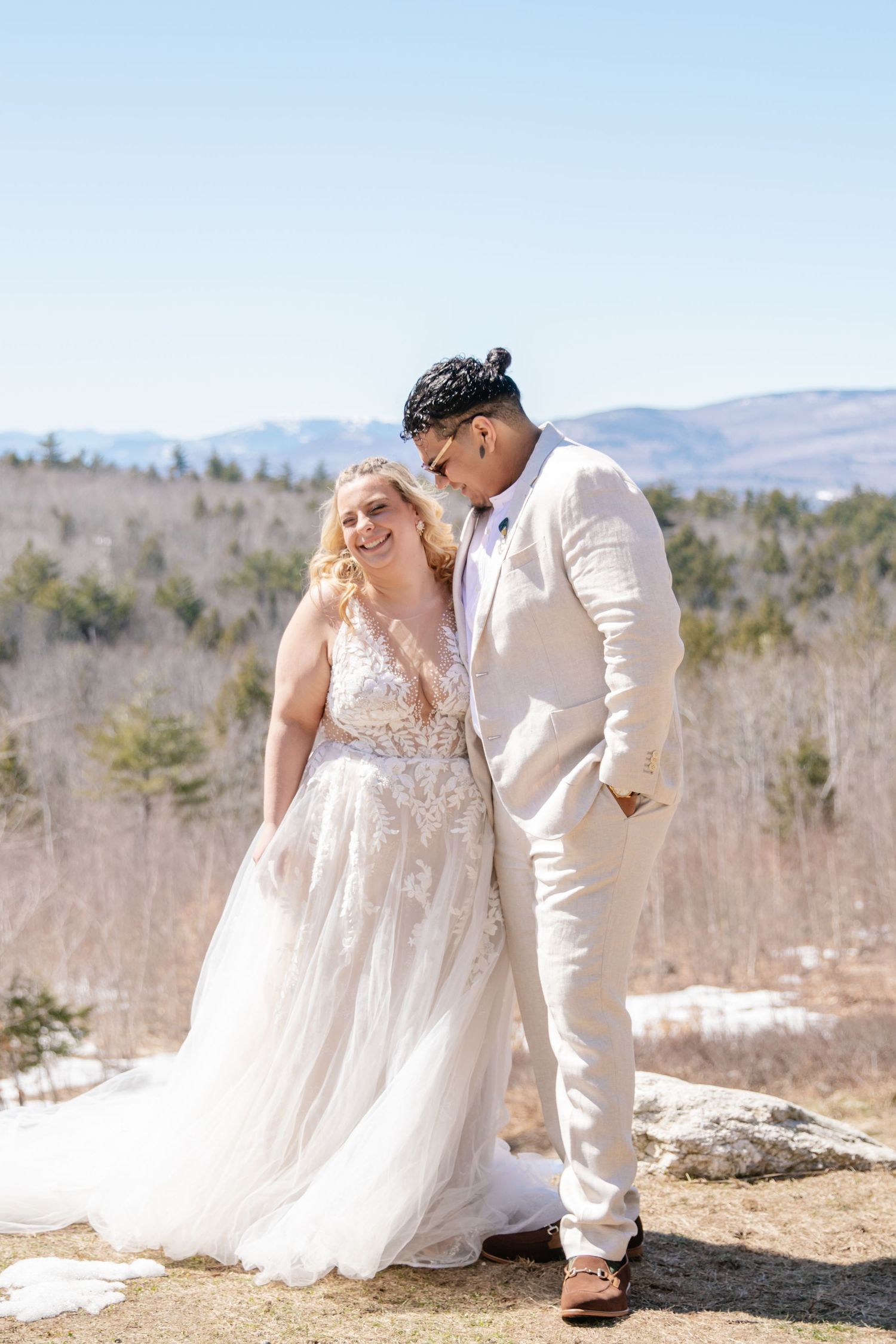 Intimate wedding in the mountains of Maine.