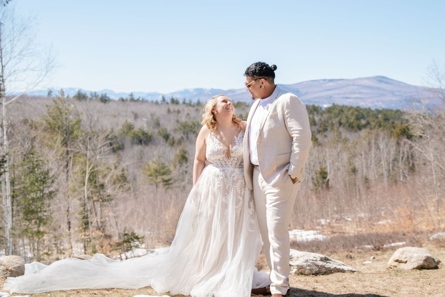 Intimate wedding in the mountains of Maine.