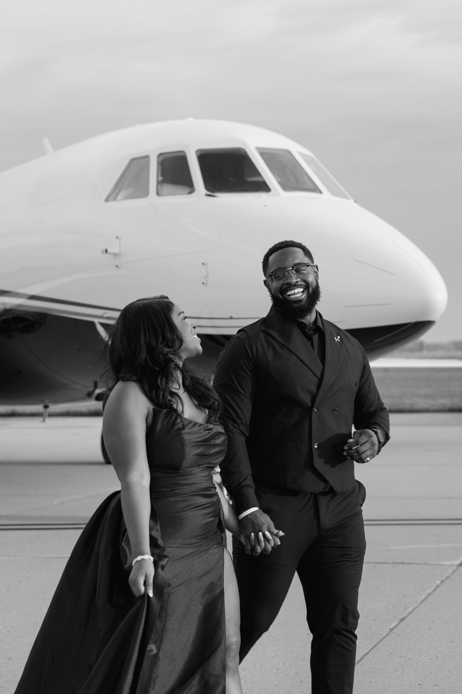Documentary and editorial engagement photos at the Indianapolis International Airport.