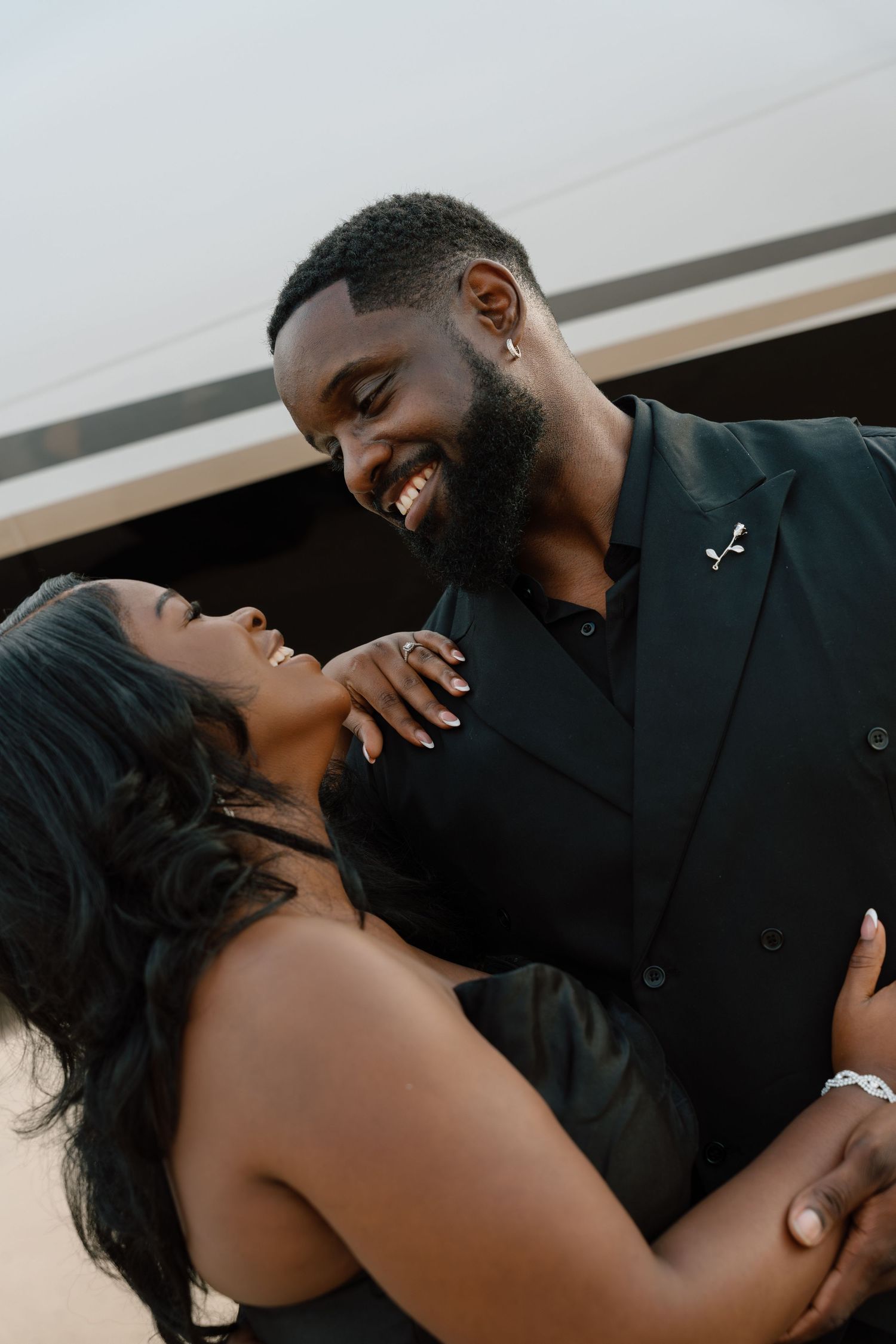 Documentary and editorial engagement photos during a romantic session at Indianapolis International Airport in Indianapolis, IN.
